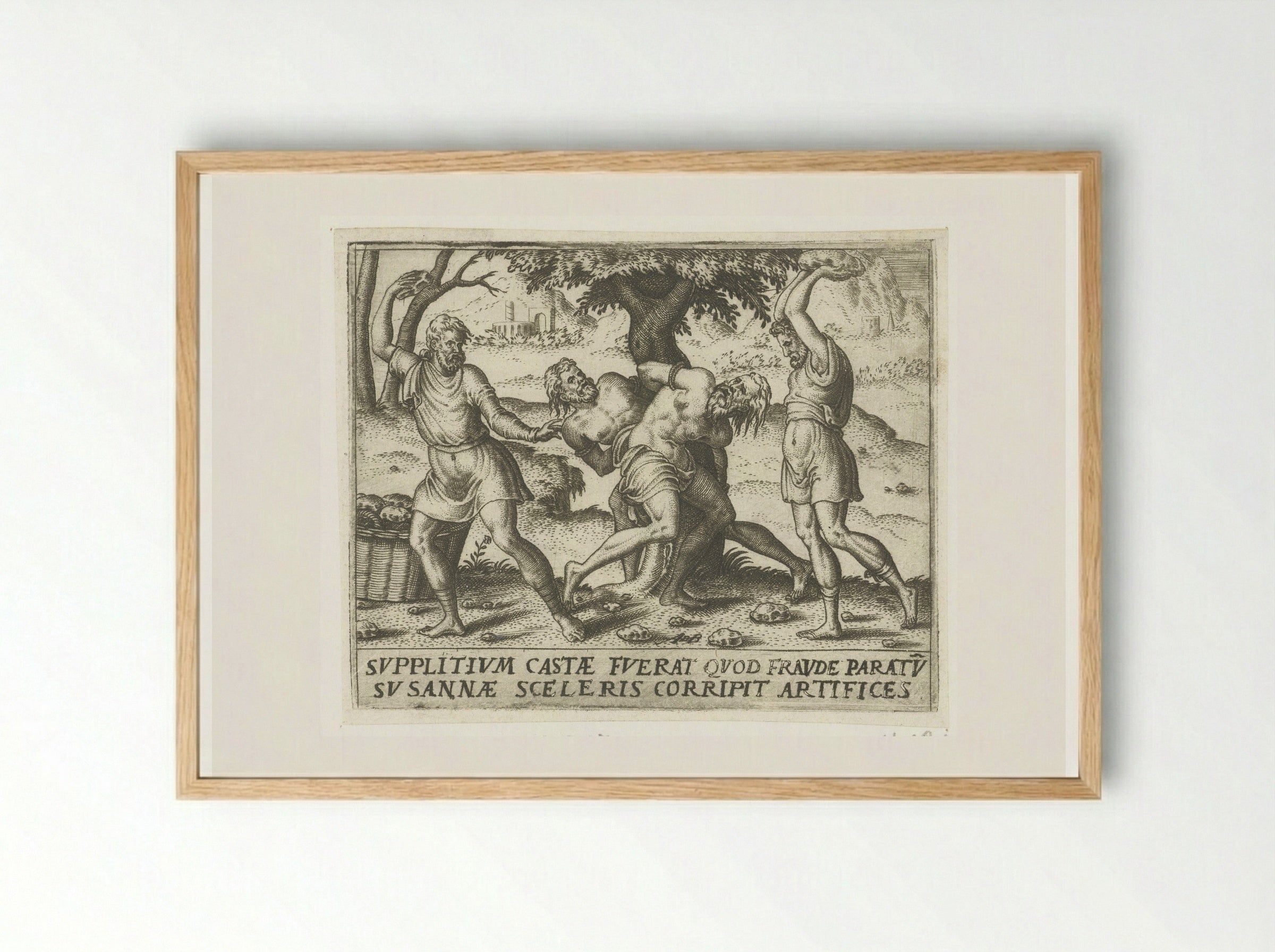 Stoning of the Elders - Abraham de Bruyn - Framed Print Wood