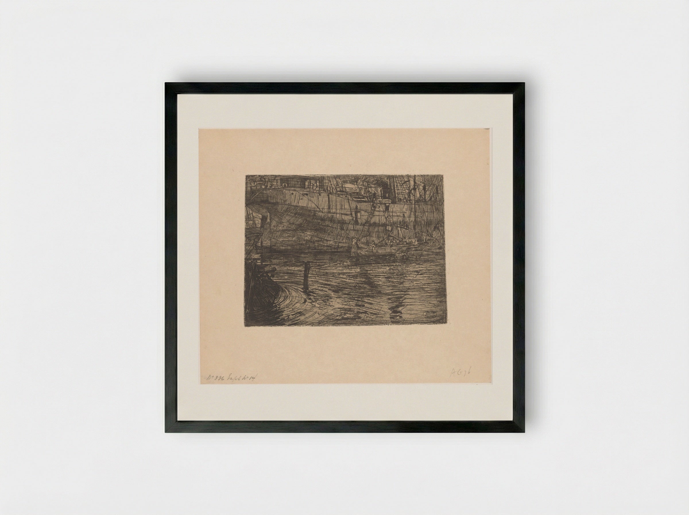 Stoomboot in het Westerdok in Amsterdam - Pieter Dupont - Framed Print Black