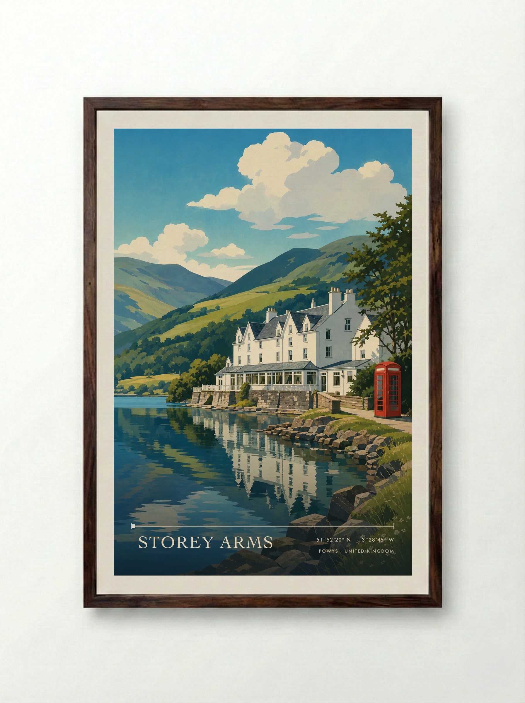 Storey Arms Powys United Kingdom Travel Poster - Framed Print Dark Wood