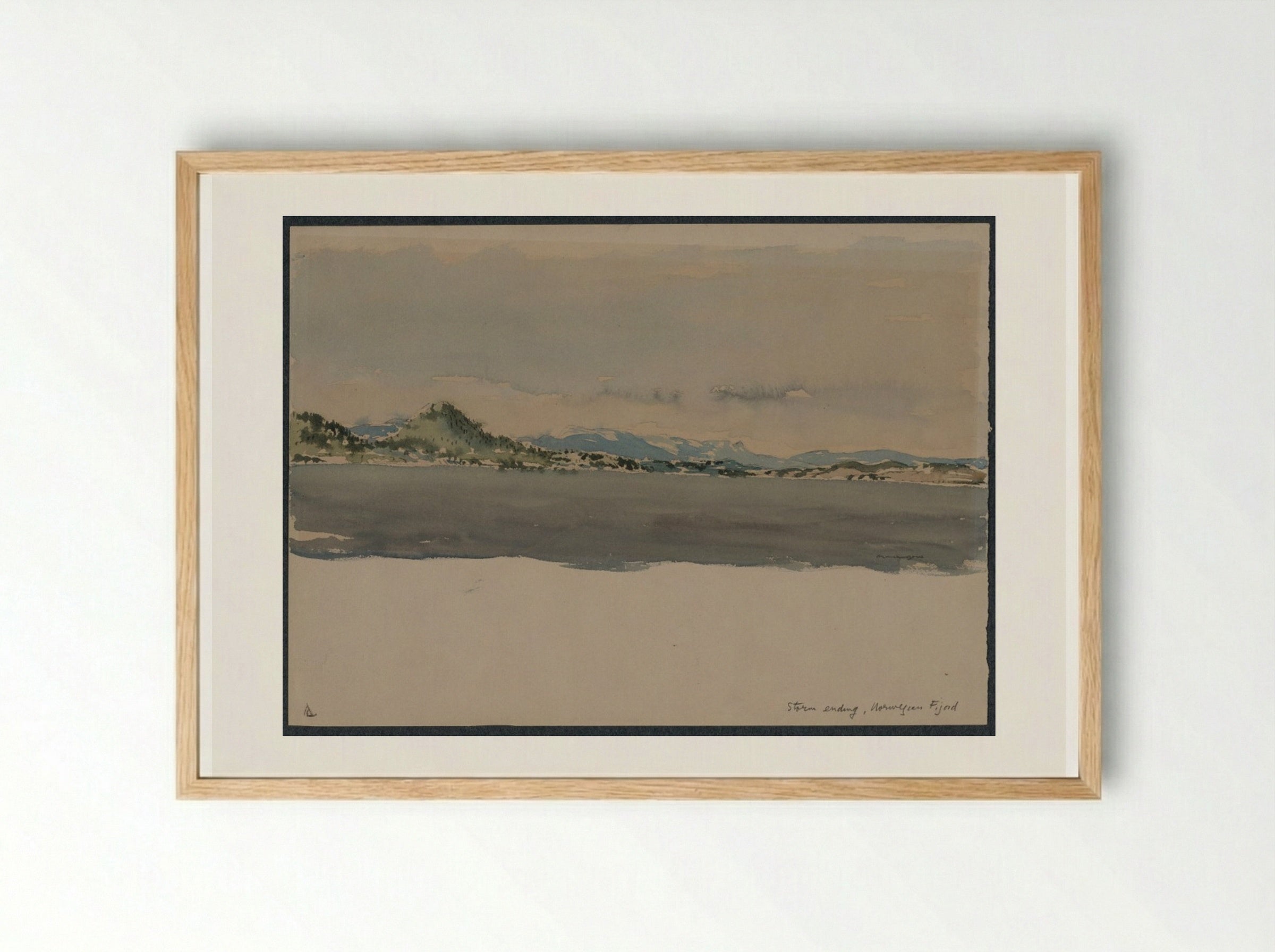 Storm Ending, Norwegian Fjord - Muirhead Bone - Framed Print Wood
