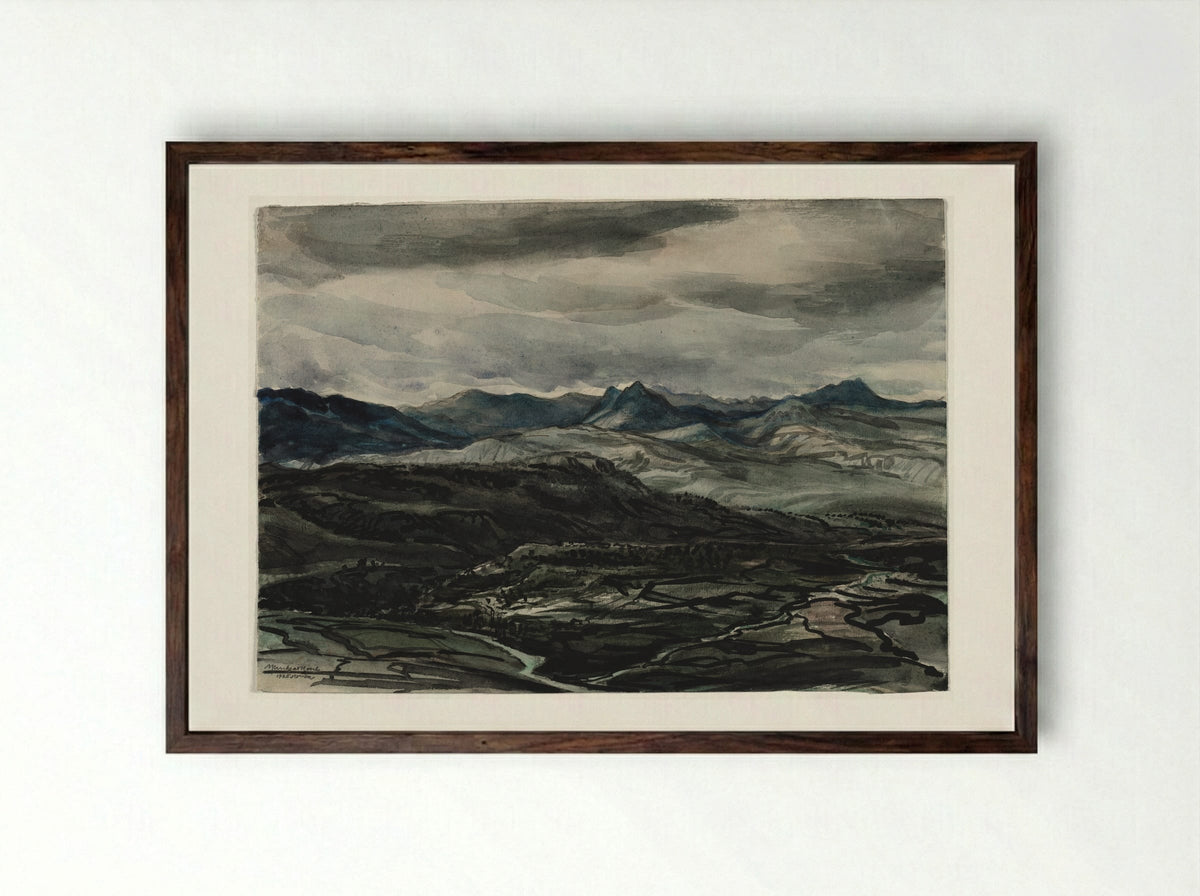 Storm Weather, Ronda, Spain - Muirhead Bone - Framed Print Dark Wood