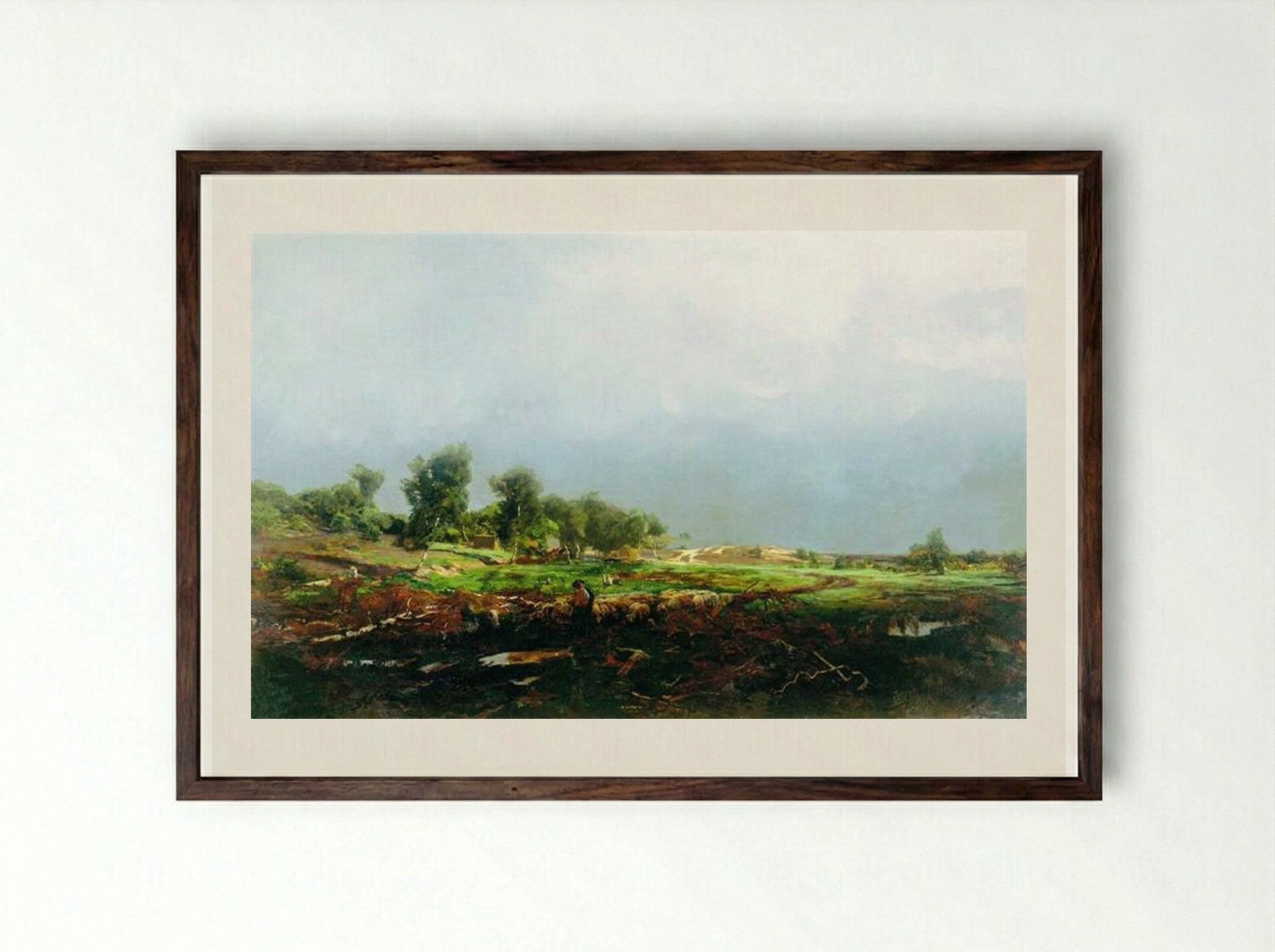 Storm in the Field - Volodymyr Orlovsky - Framed Print Dark Wood