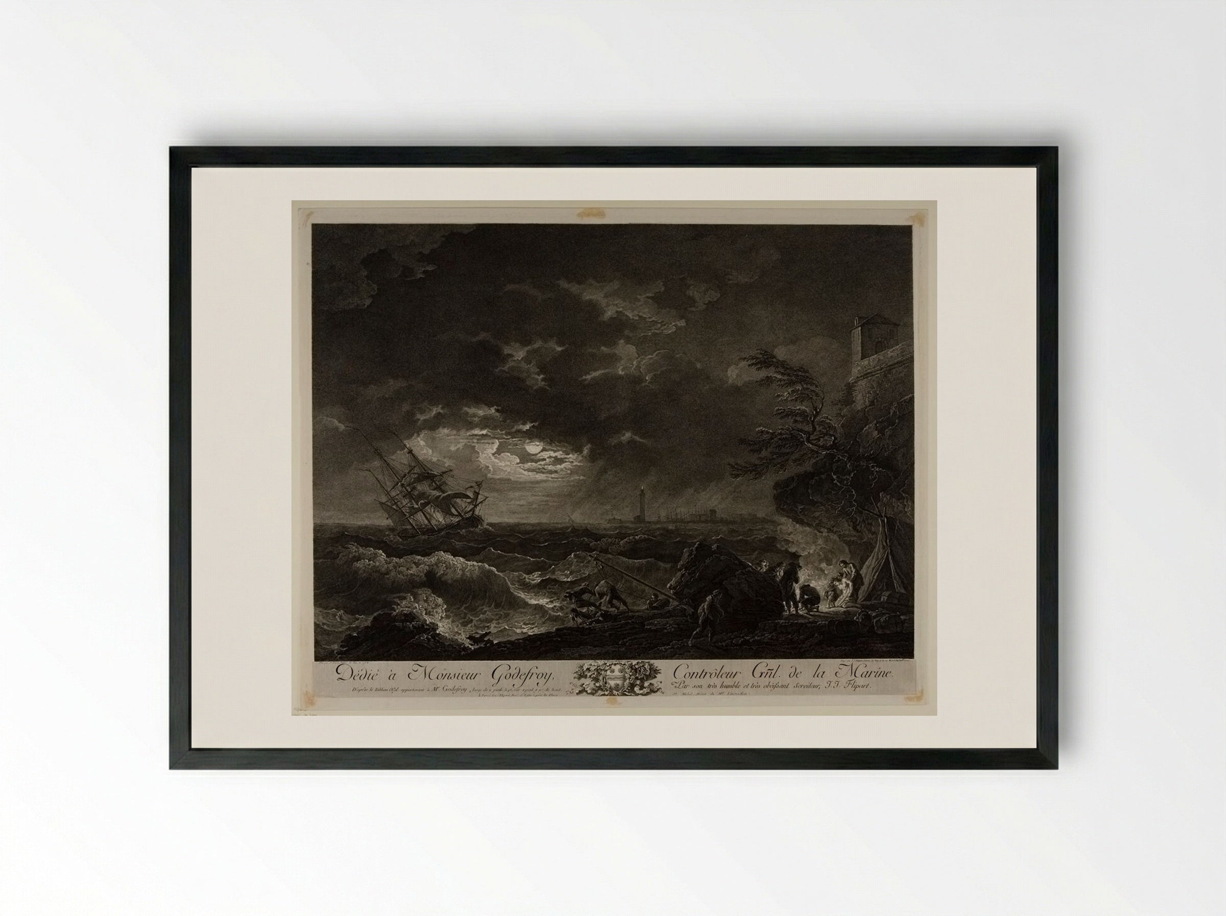 Storm in the Moonlight - Jean Jacques Flipart - Framed Print Black
