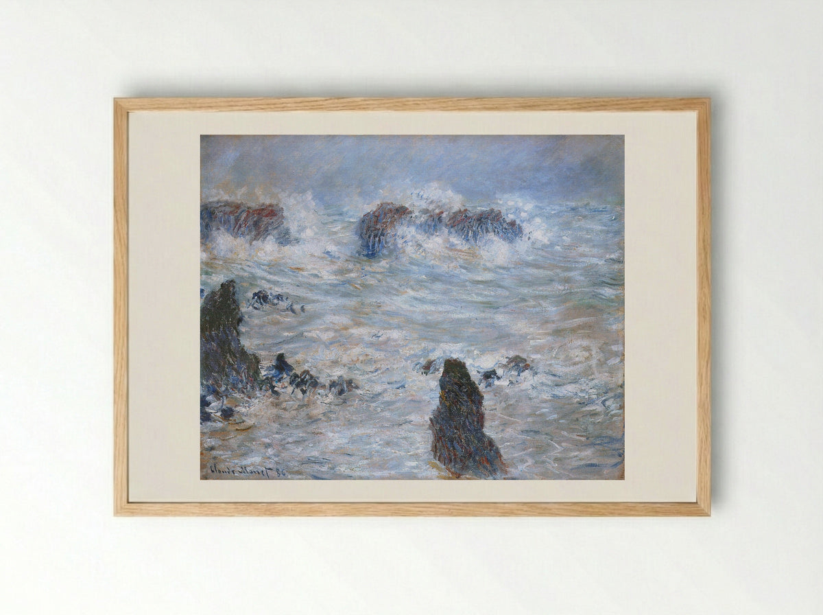 Storm, off the Coast of Belle-Ile - Claude Monet - Framed Print Wood
