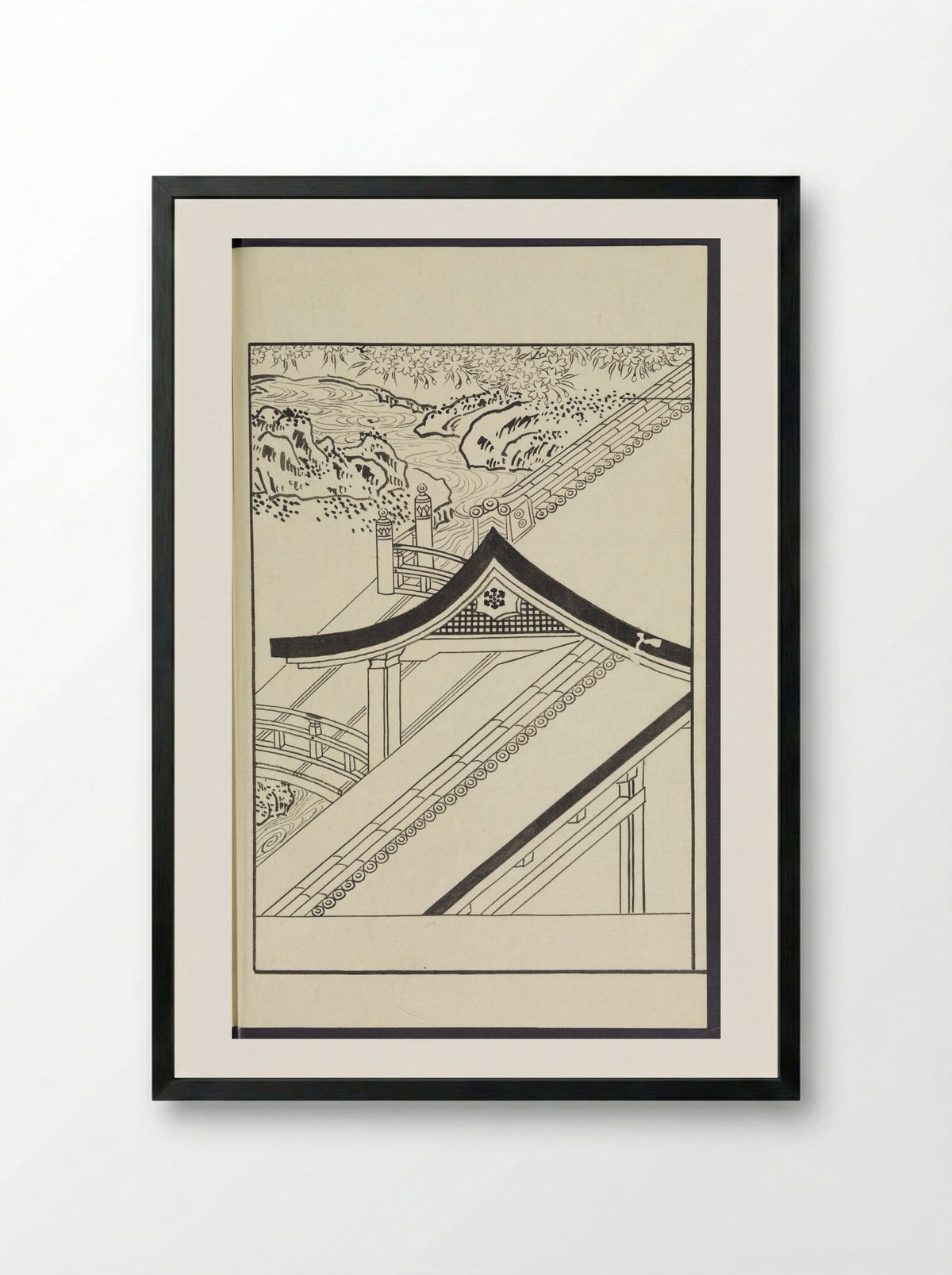 Story of Michizane Sugawara (Tenjin Engi) - Reizen Tametaka - Framed Print Black