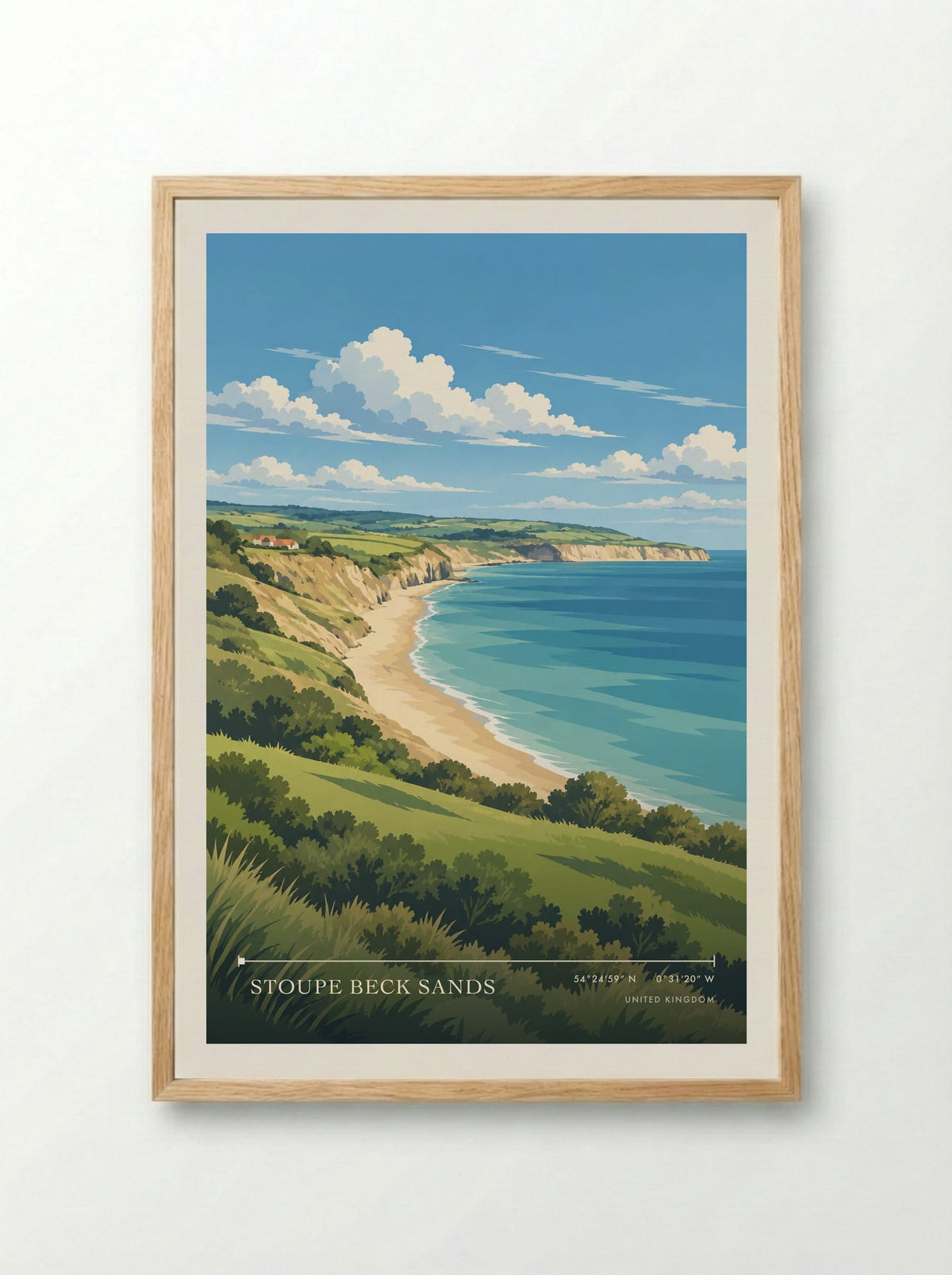 Stoupe Beck Sands | Travel Poster - Framed Print Wood