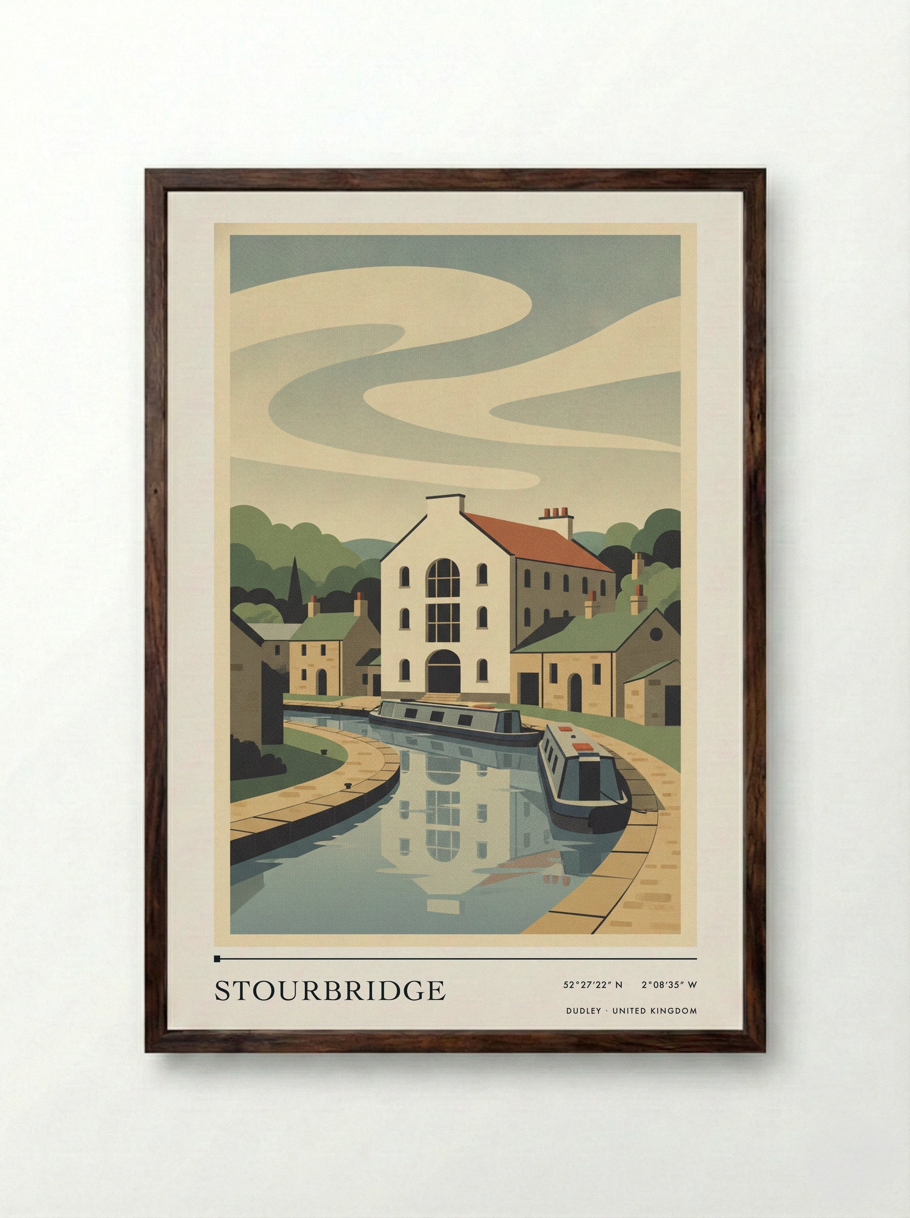 Stourbridge Dudley United Kingdom Travel Poster - Framed Print Dark Wood
