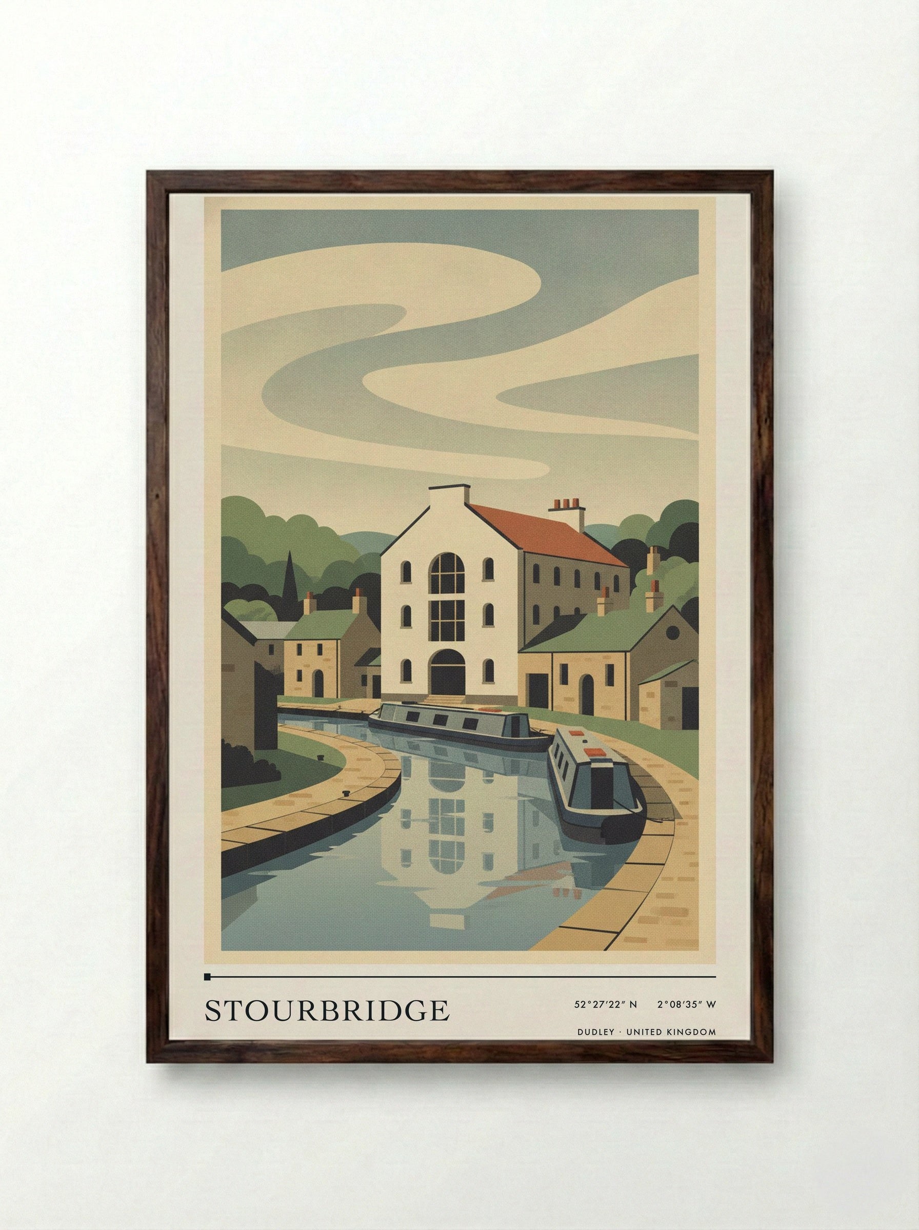 Stourbridge Dudley United Kingdom Travel Poster - Framed Print Dark Wood