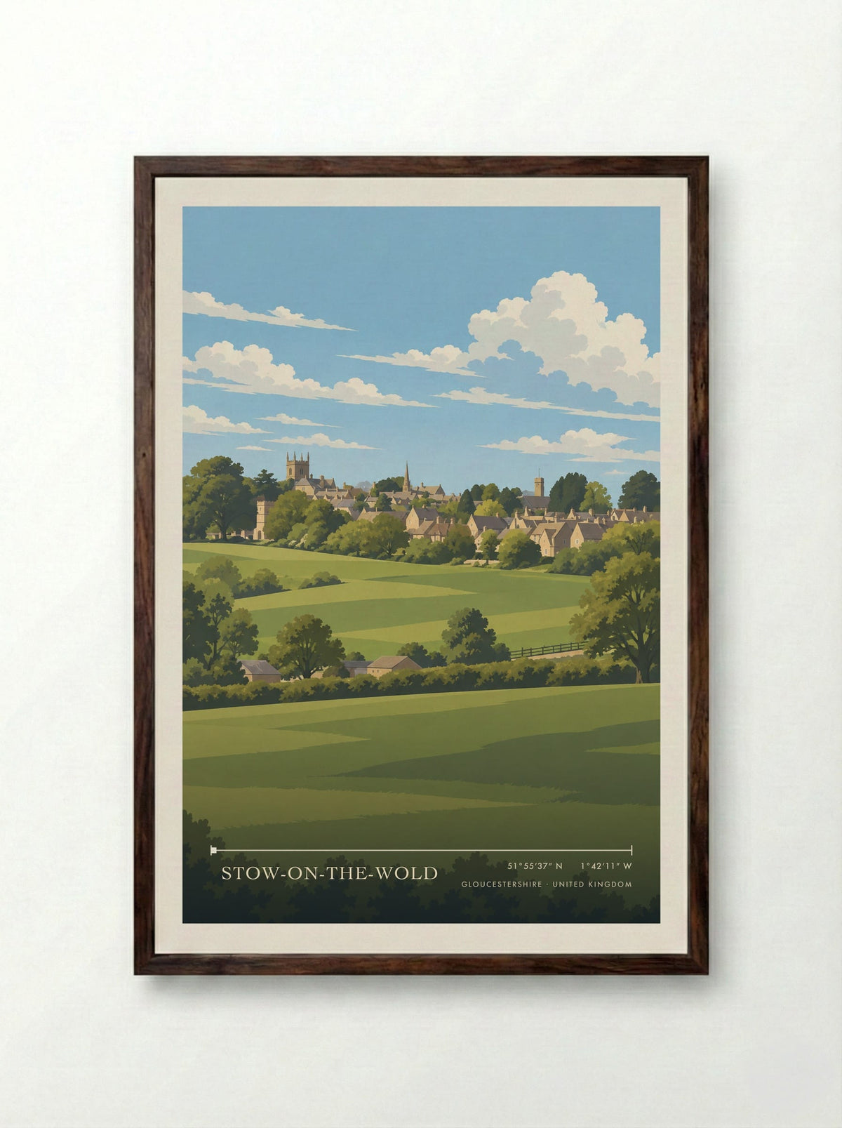 Stow-on-the-Wold, Gloucestershire | Travel Poster - Framed Print Dark Wood