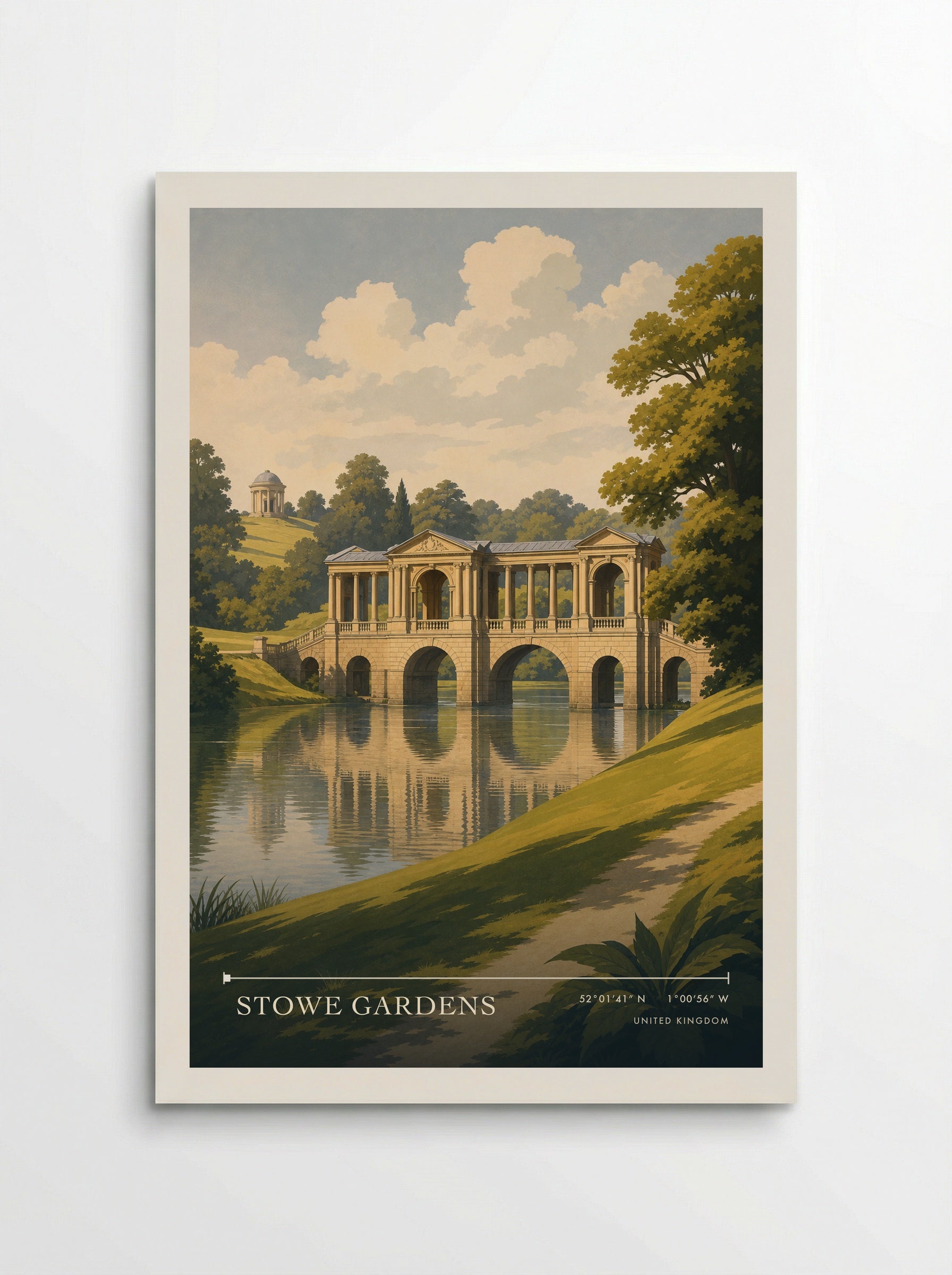 Stowe Gardens United Kingdom Travel Poster - Poster