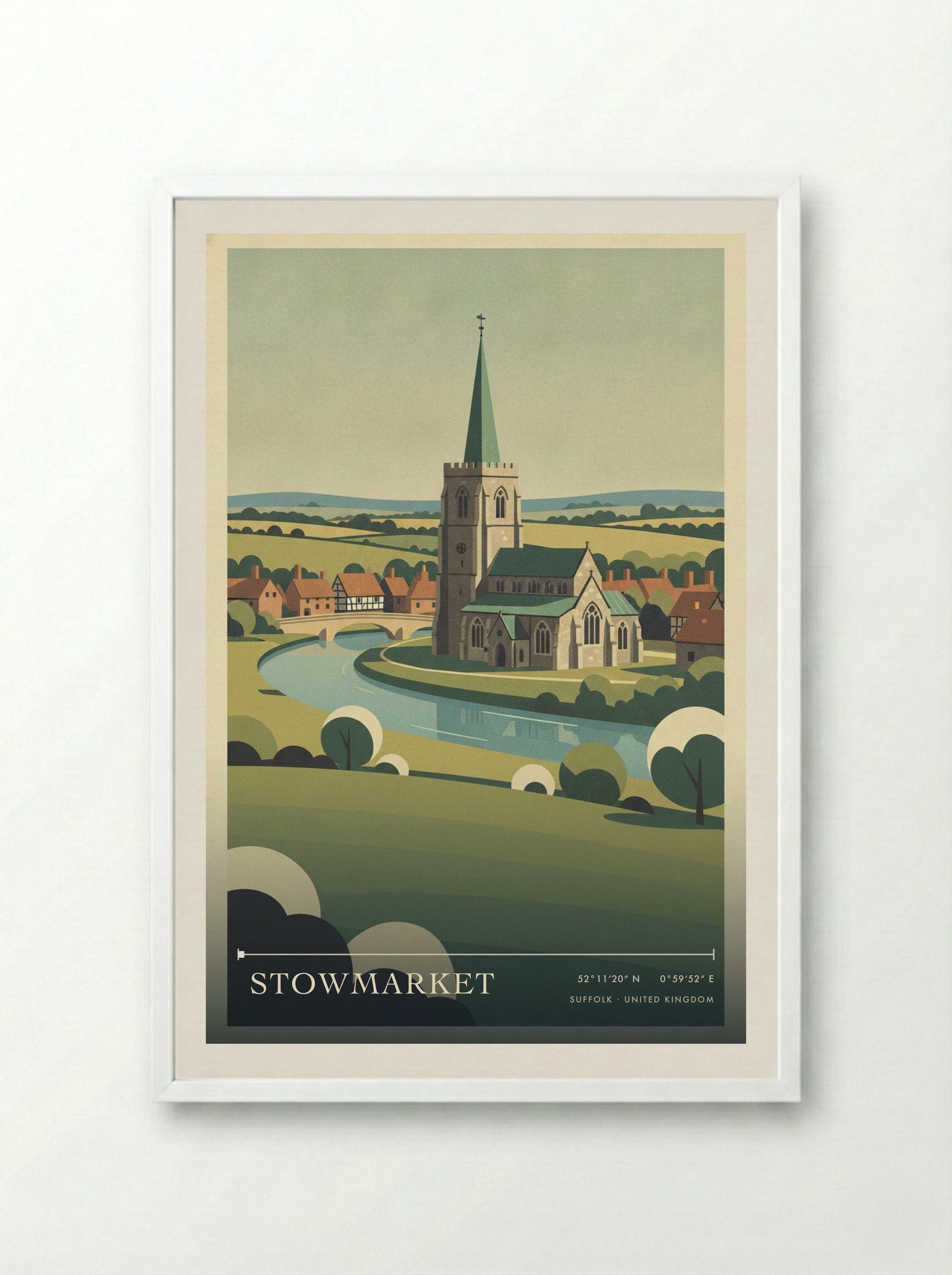 Stowmarket Suffolk United Kingdom Travel Poster - Framed Print White