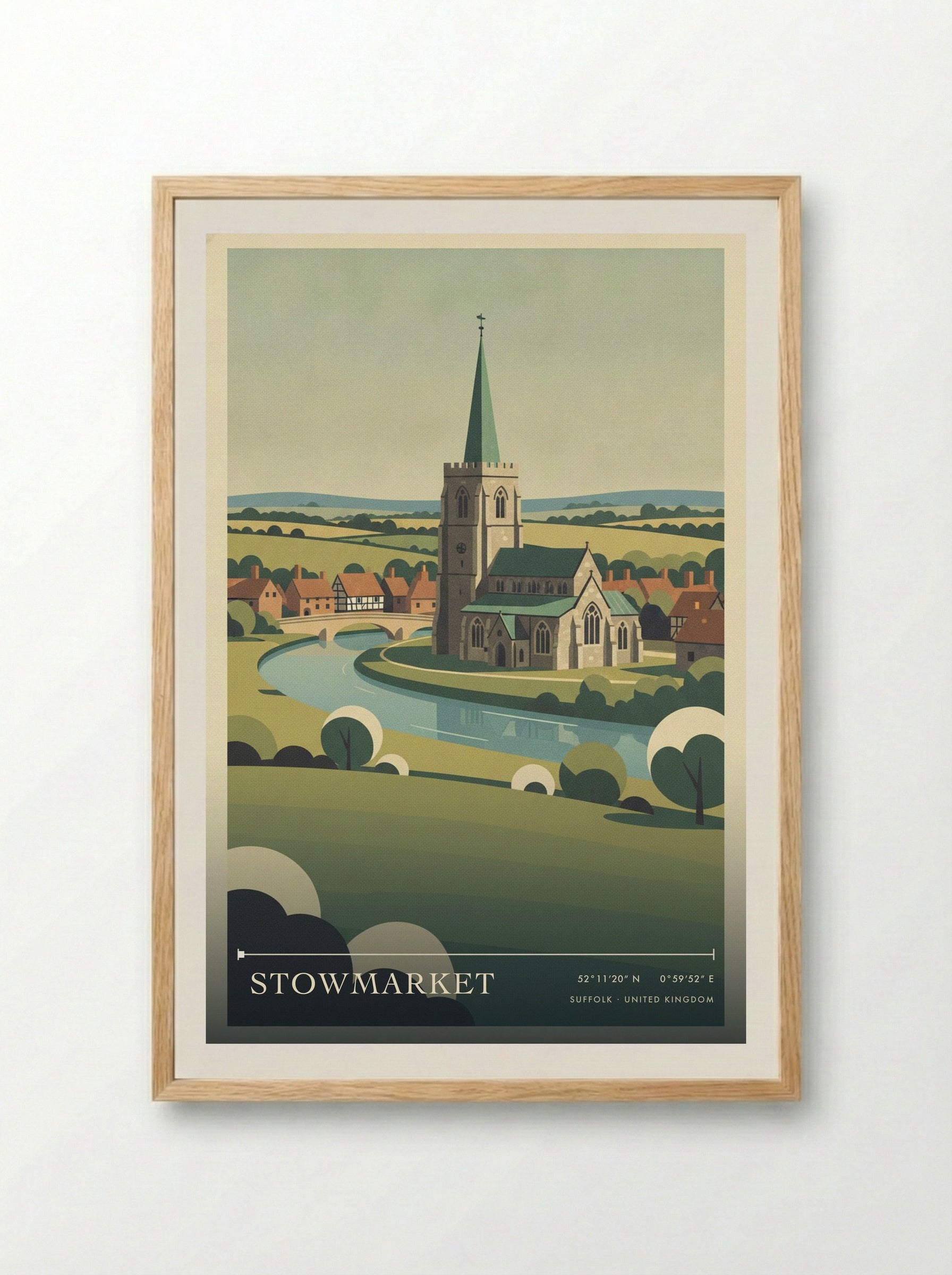 Stowmarket Suffolk United Kingdom Travel Poster - Framed Print Wood