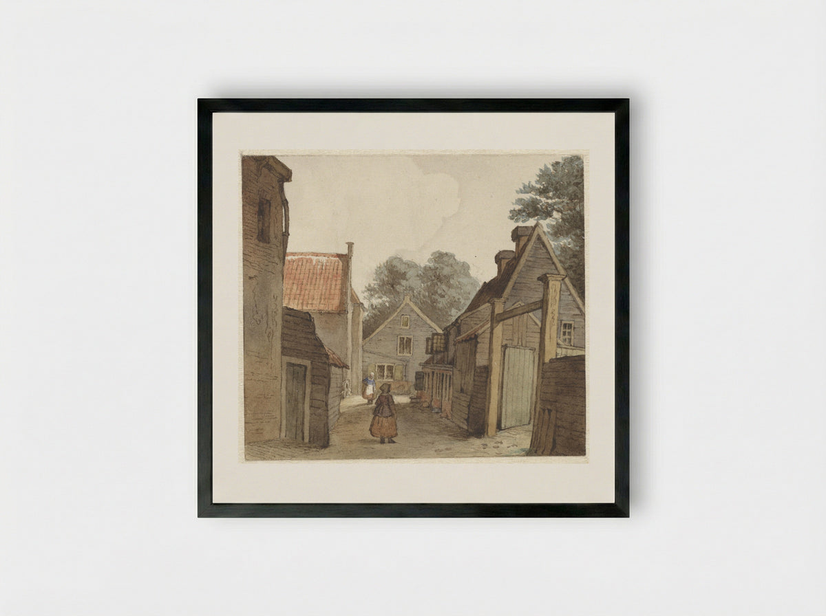 Straat bij de Manege - Hendrik Abraham Klinkhamer - Framed Print Black