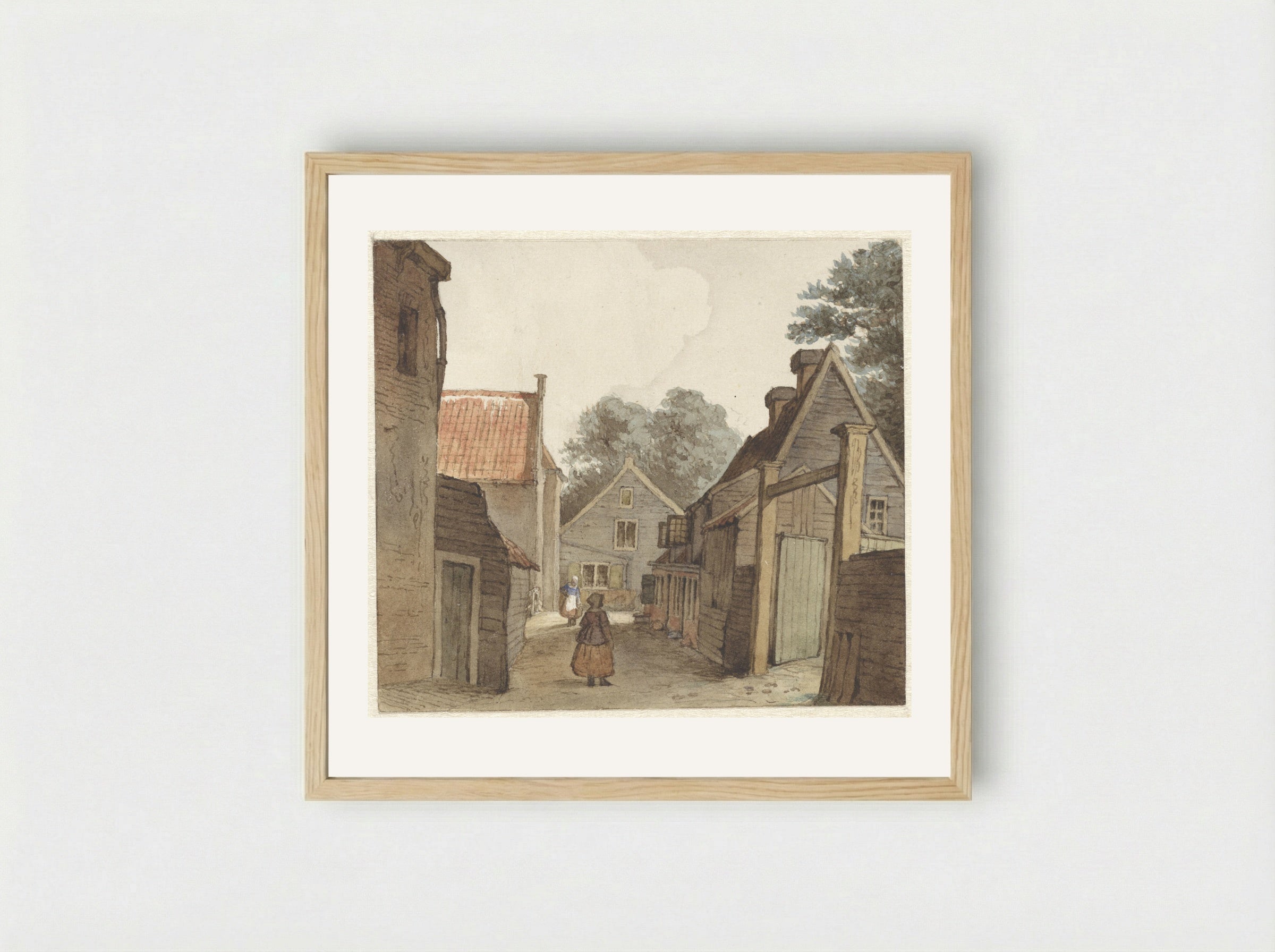 Straat bij de Manege - Hendrik Abraham Klinkhamer - Framed Print Wood