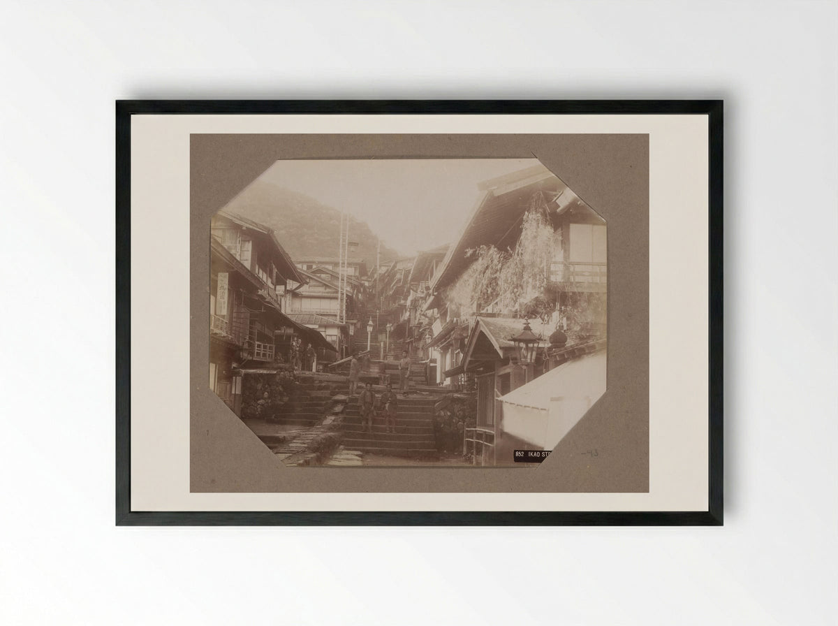 Straat in Ikaho, Japan - Kusakabe Kimbei - Framed Print Black