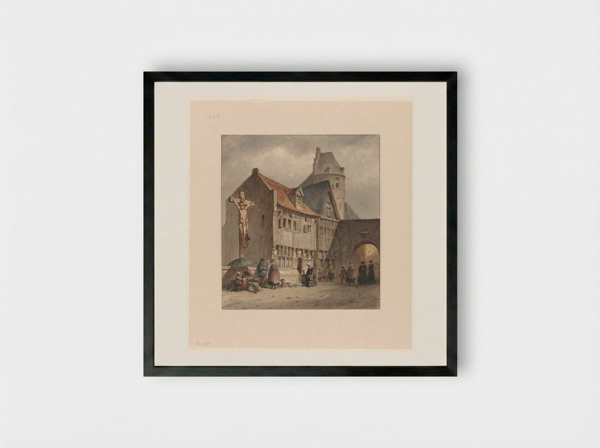 Straat te Antwerpen - Jan Gerard Smits - Framed Print Black