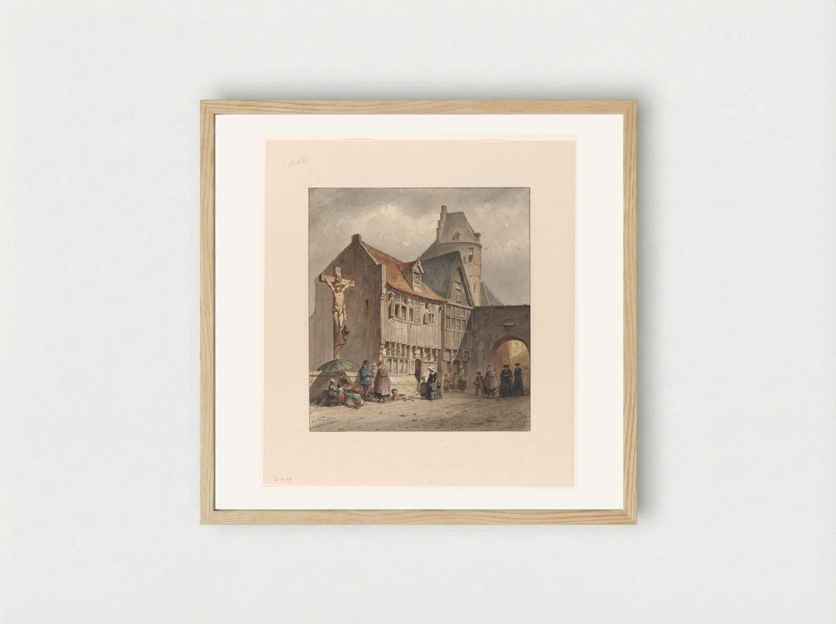 Straat te Antwerpen - Jan Gerard Smits - Framed Print Wood
