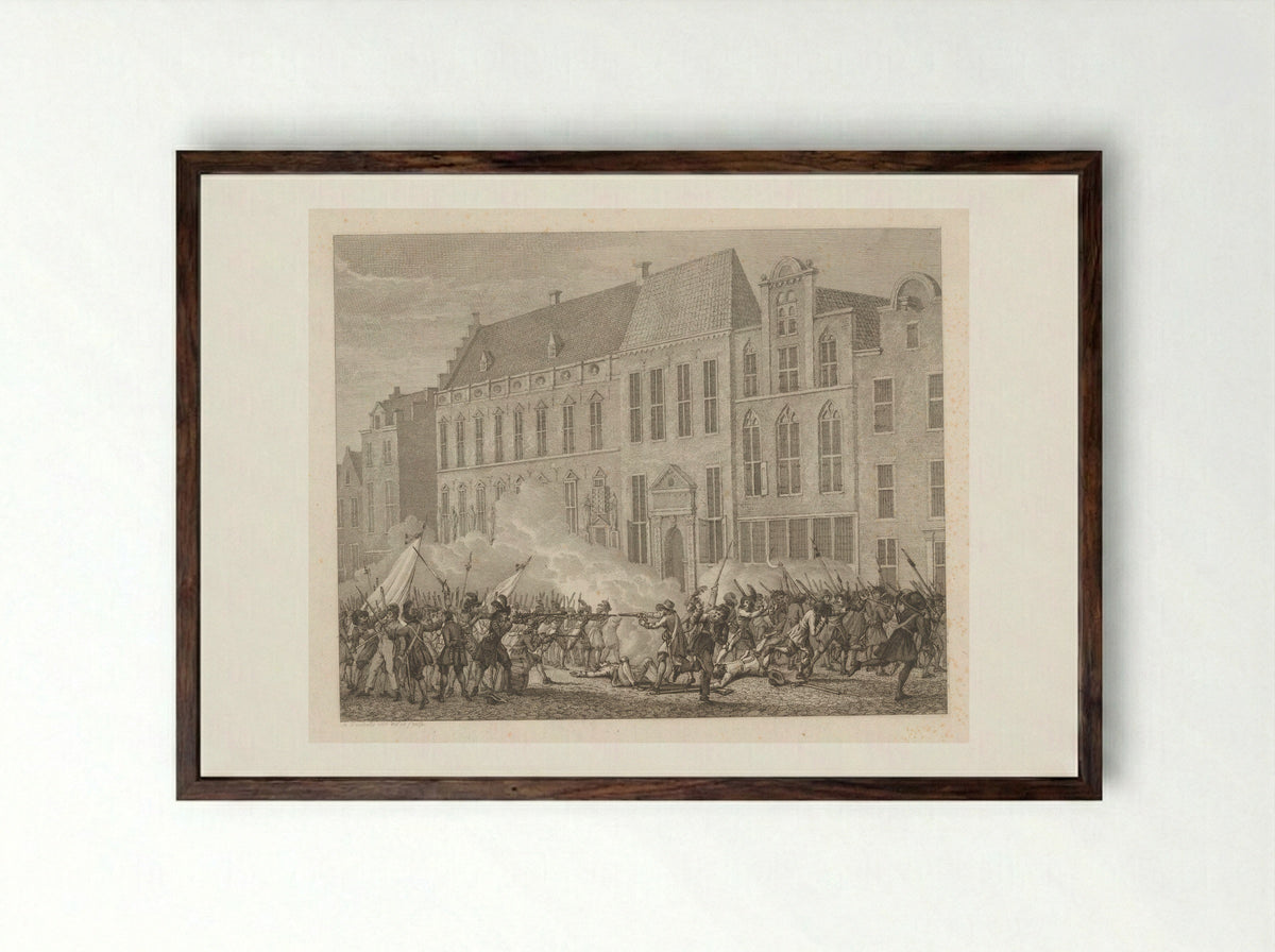 Straatgevechten te Nijmegen, 1703 - François Bohn - Framed Print Dark Wood