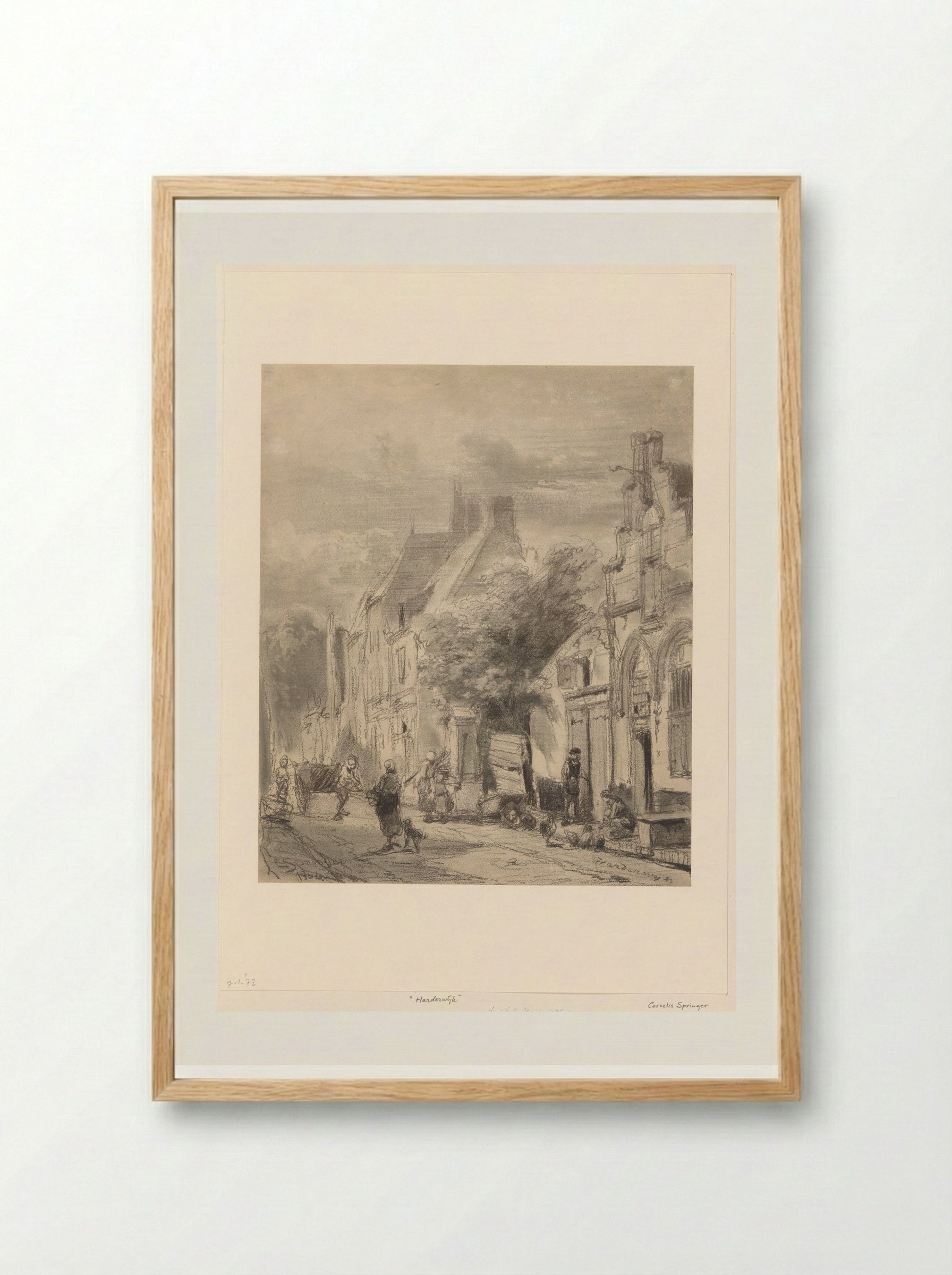 Straatgezicht in Harderwijk - Cornelis Springer - Framed Print Wood