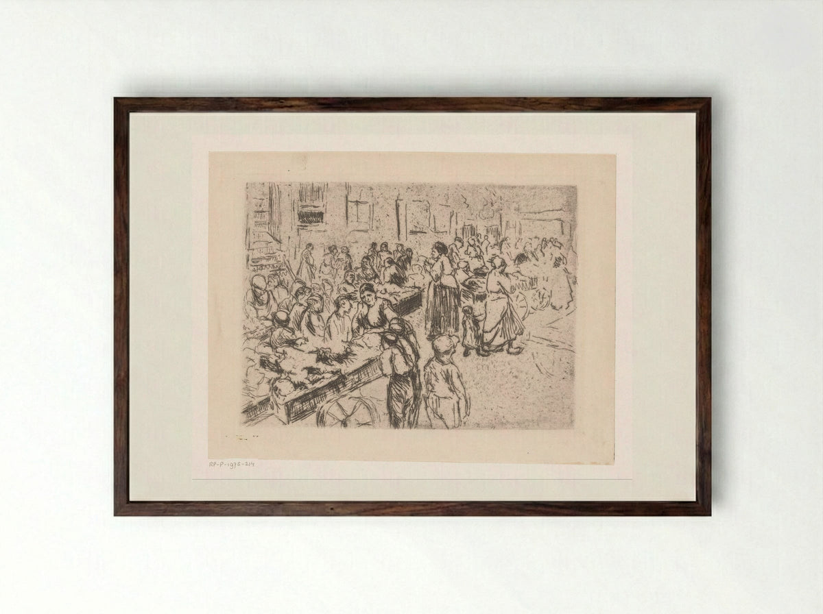 Straathandel in de Oude Jodenbuurt te Amsterdam - Max Liebermann - Framed Print Dark Wood