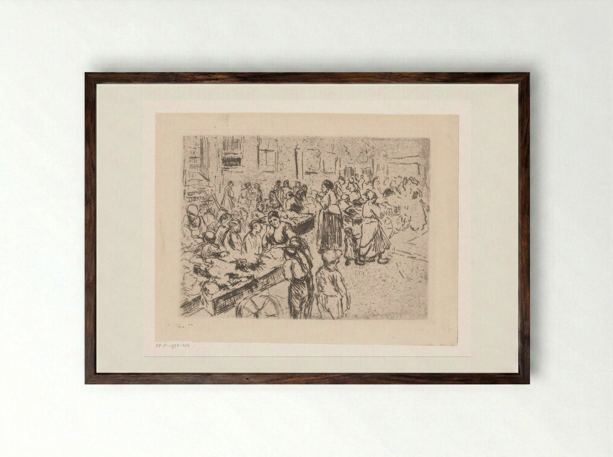 Straathandel in de Oude Jodenbuurt te Amsterdam - Max Liebermann - Framed Print Dark Wood
