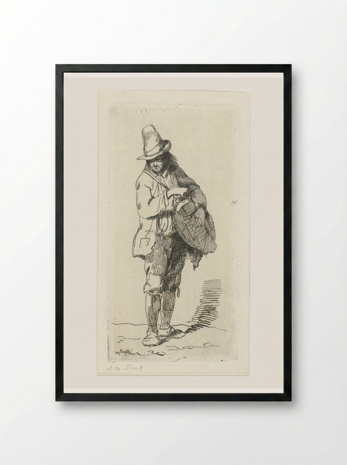 Straatmuzikant met draailier - Jacobus Ludovicus Cornet - Framed Print Black
