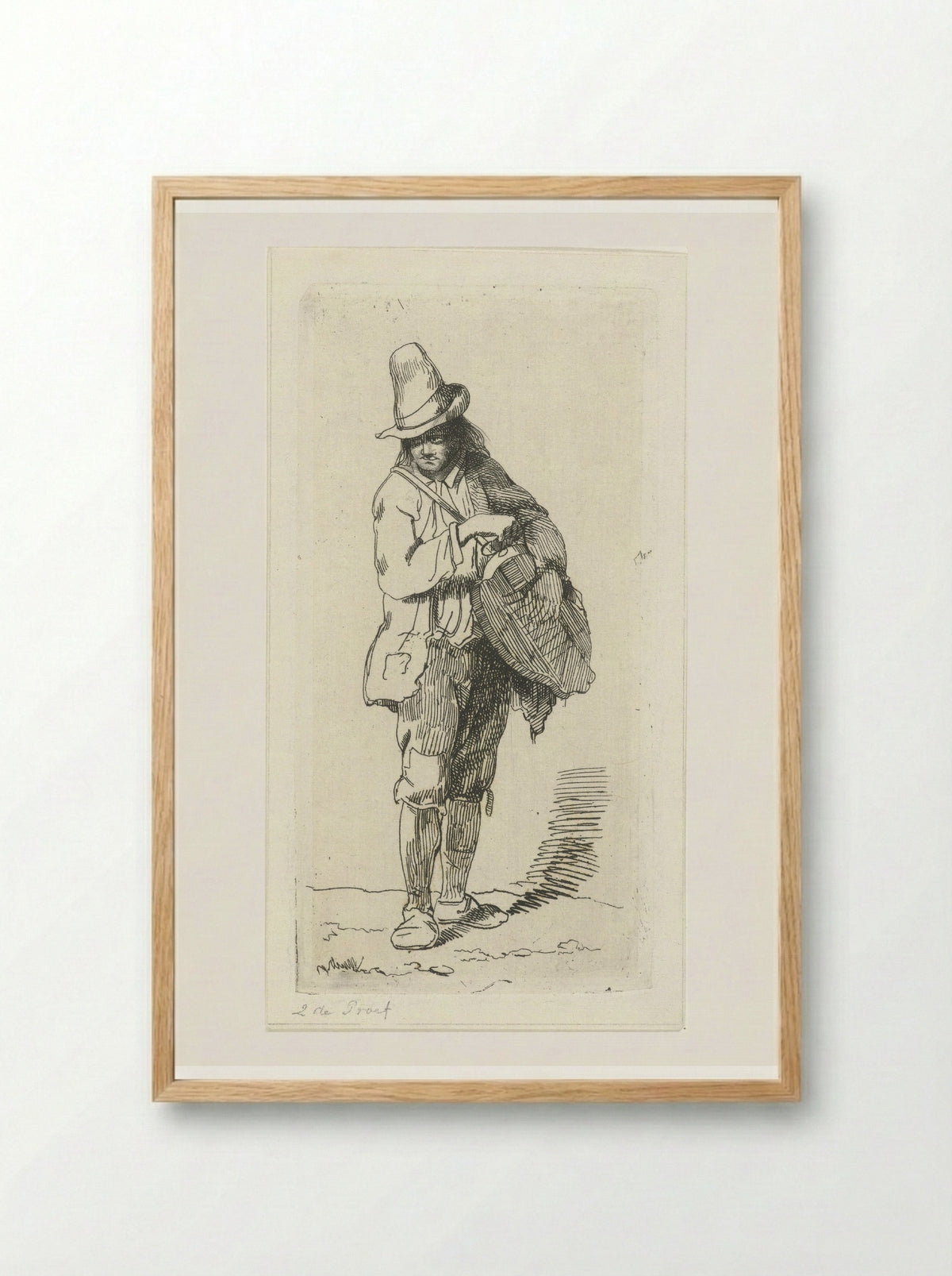 Straatmuzikant met draailier - Jacobus Ludovicus Cornet - Framed Print Wood