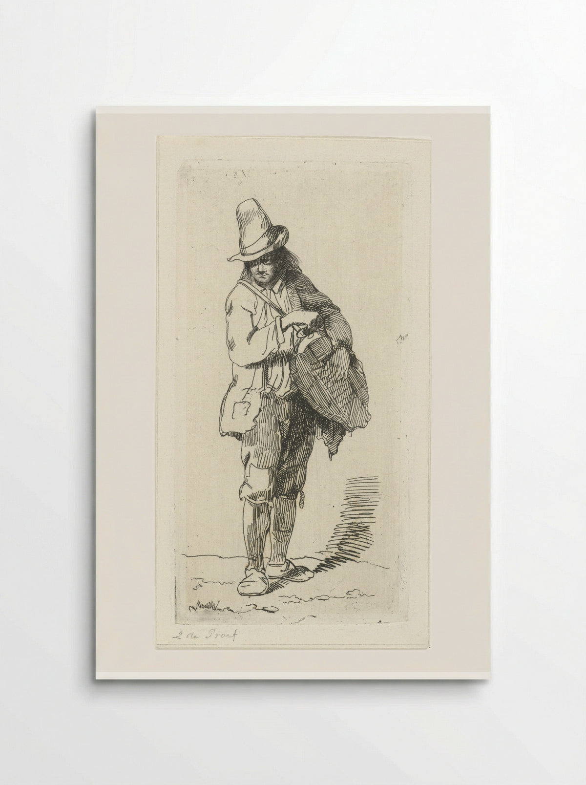 Straatmuzikant met draailier - Jacobus Ludovicus Cornet - Poster