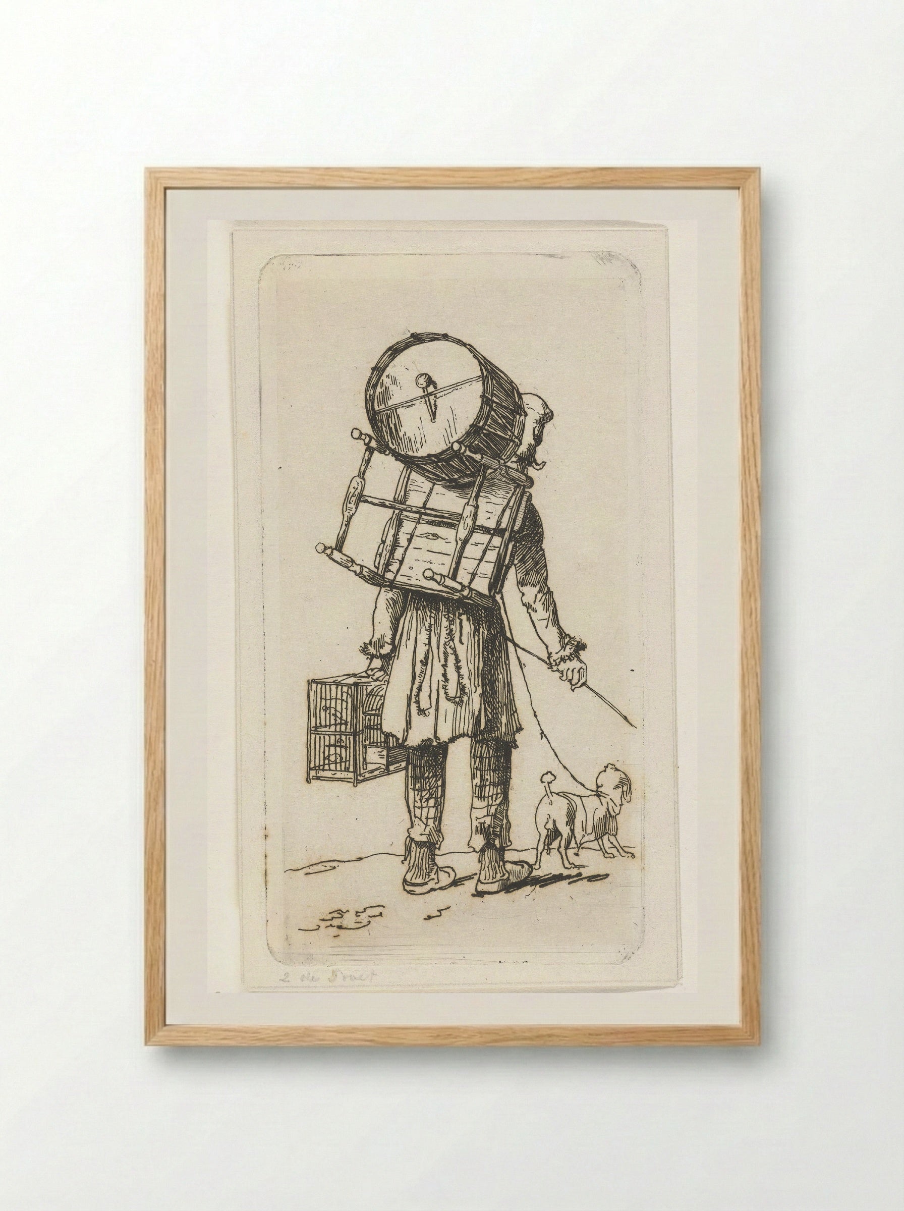 Straatmuzikant met hond - Jacobus Ludovicus Cornet - Framed Print Wood