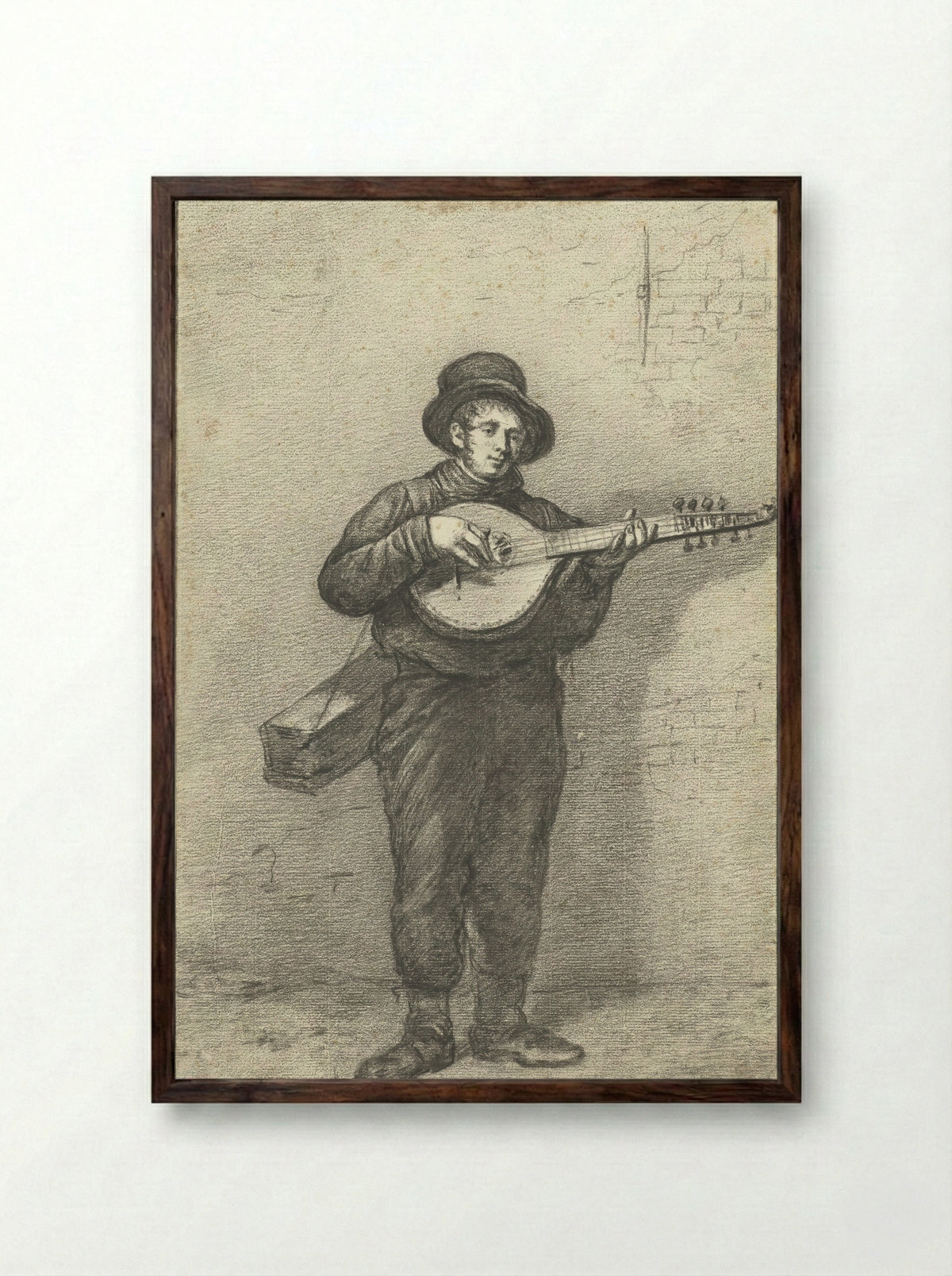 Straatmuzikant - Willem Albertus Haanebrink - Framed Print Dark Wood