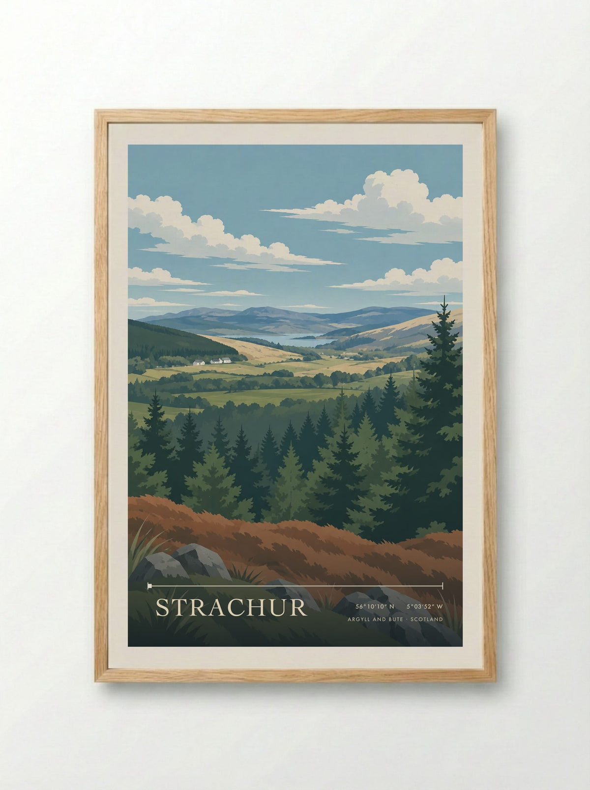Strachur, Argyll and Bute | Travel Poster - Framed Print Wood