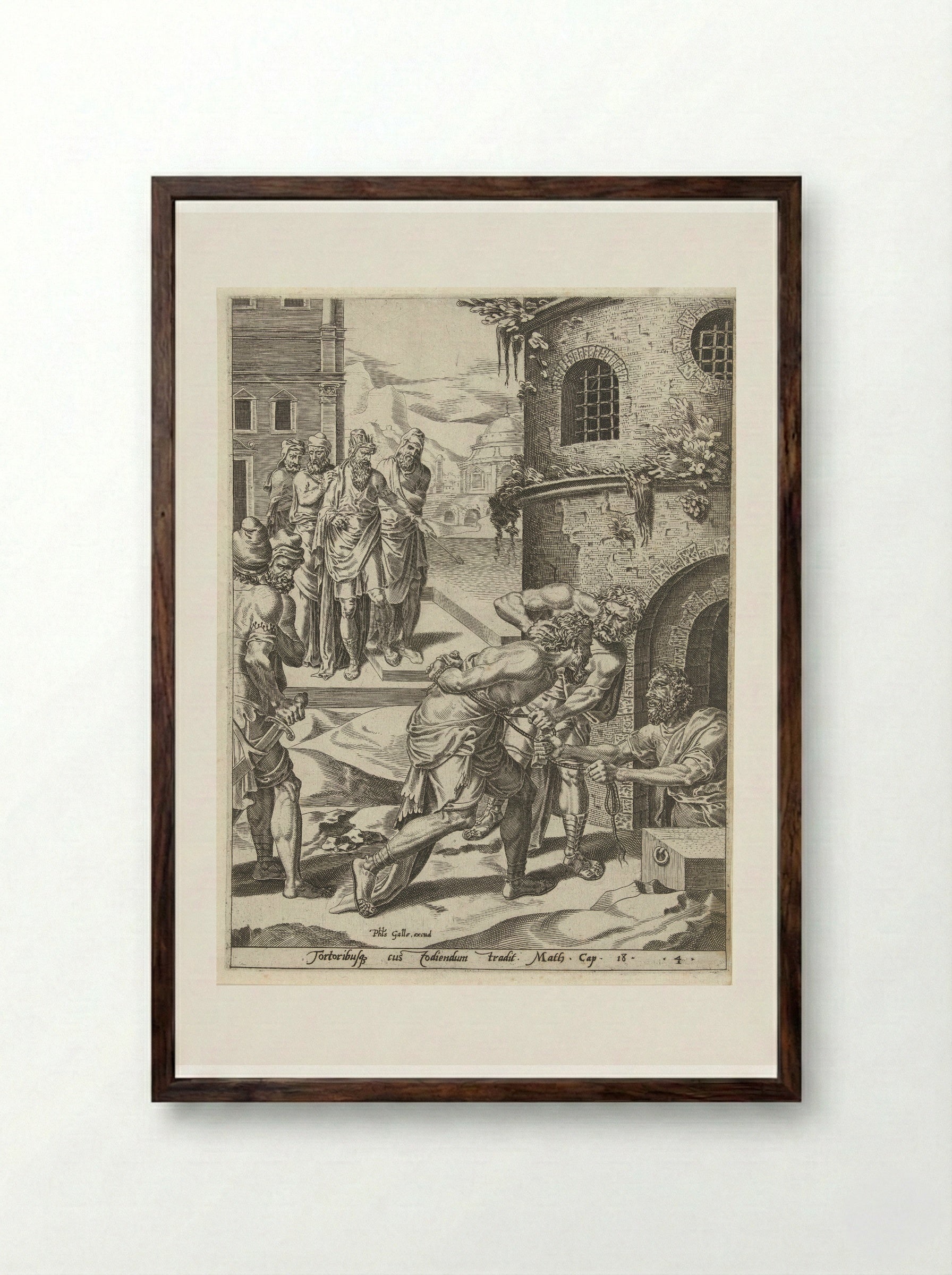 Straf van de ondankbare knecht - Dirck Volckertsz. Coornhert - Framed Print Dark Wood