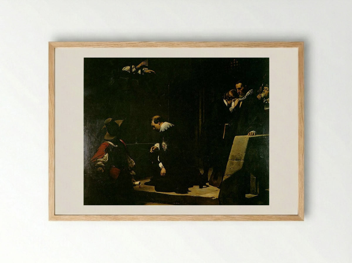 Strafford on his way to Execution - Paul Delaroche - Framed Print Wood
