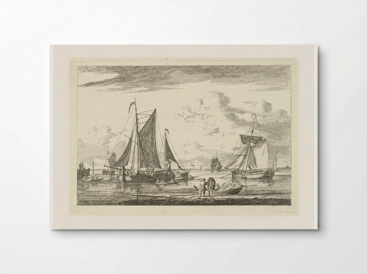 Strand en zee met diverse boten - Gerrit Groenewegen - Poster