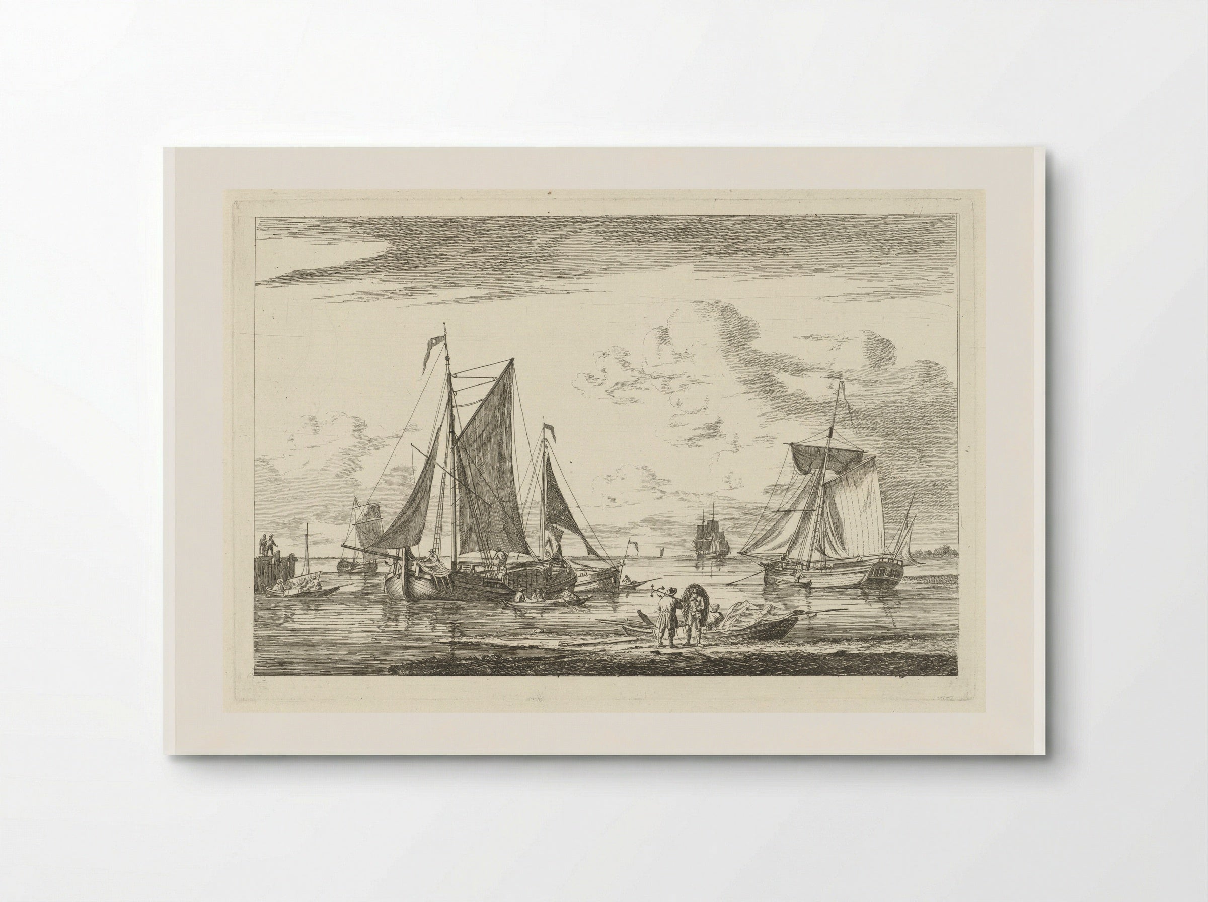Strand en zee met diverse boten - Gerrit Groenewegen - Poster