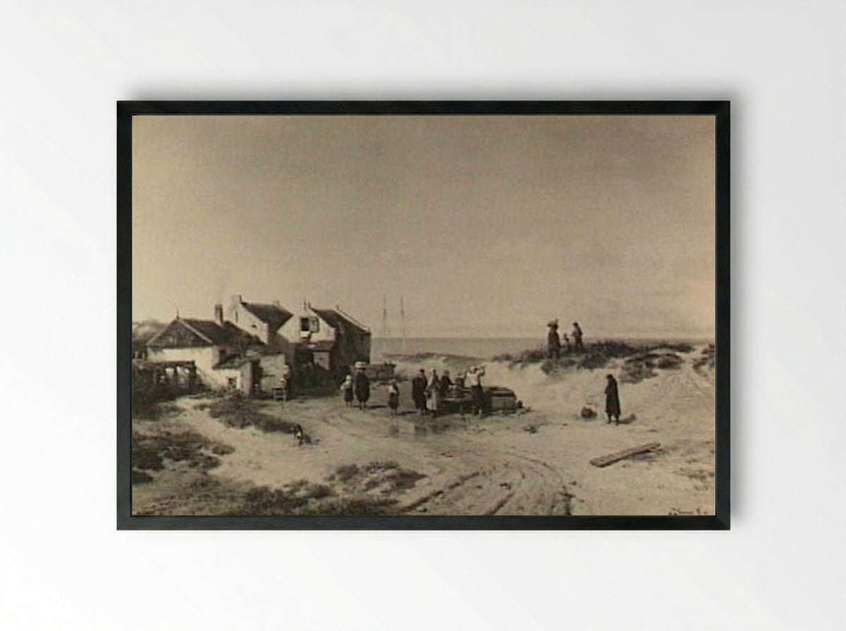 Strandgezicht bij Noordwijk aan Zee - Salomon Leonardus Verveer - Framed Print Black