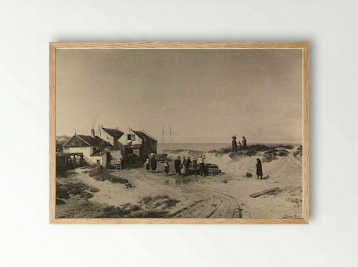 Strandgezicht bij Noordwijk aan Zee - Salomon Leonardus Verveer - Framed Print Wood