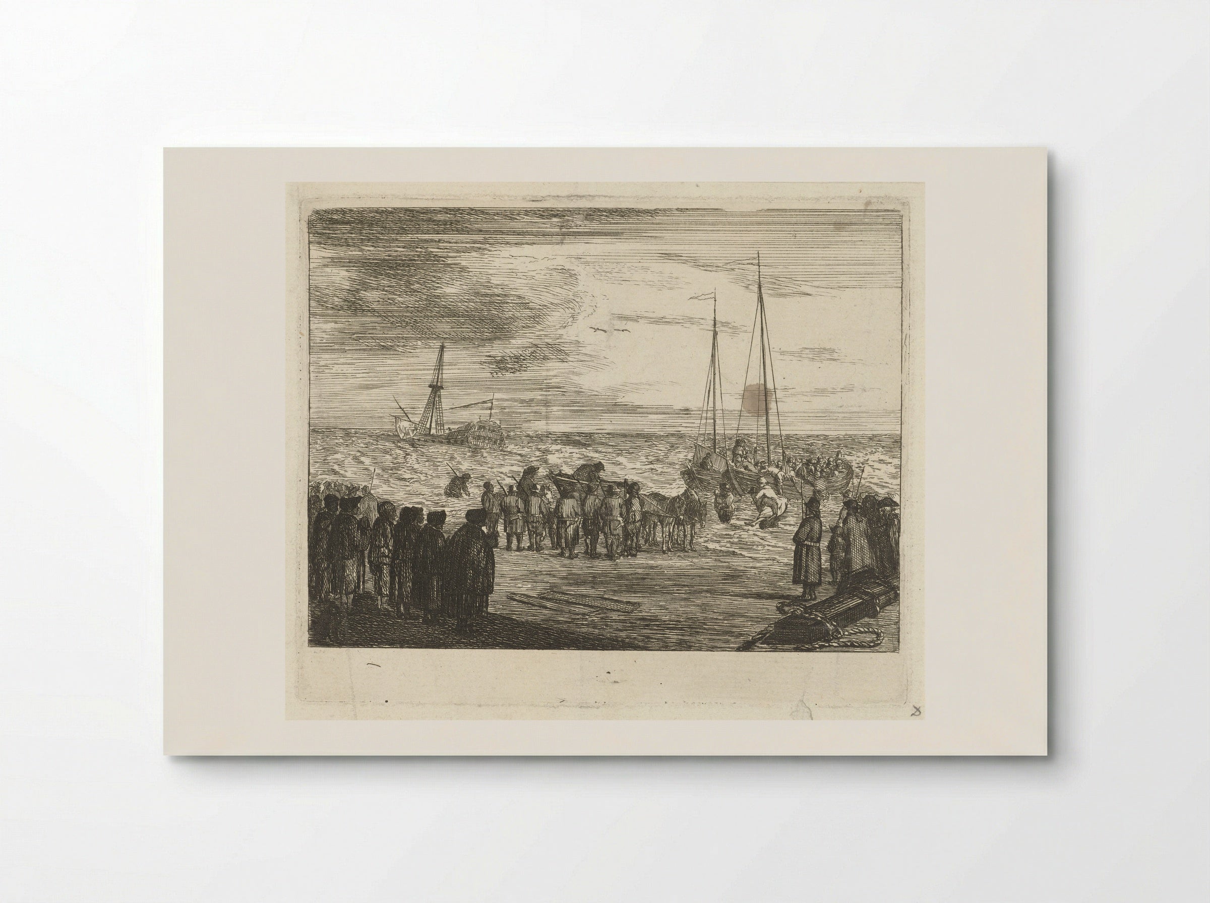 Stranding van de Britse Oost-Indiëvaarder 'Generaal Barker' bij Noordwijk, 1781 - Louis Bernard Coclers - Poster