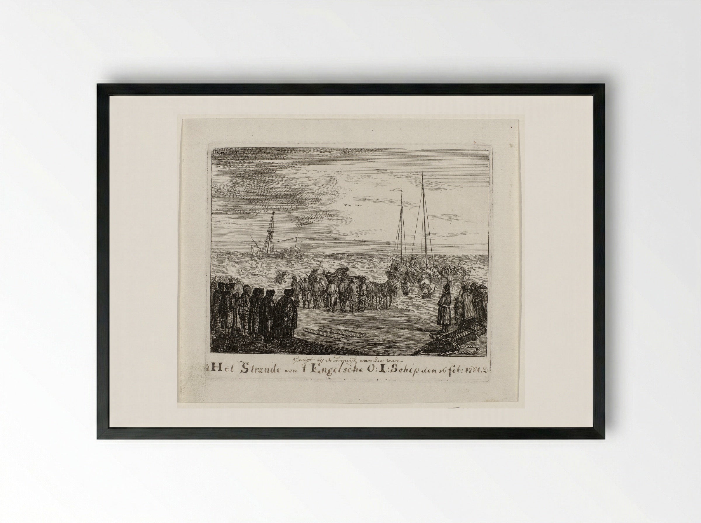 Stranding van de Generaal Barker bij Zandvoort - Louis Bernard Coclers - Framed Print Black