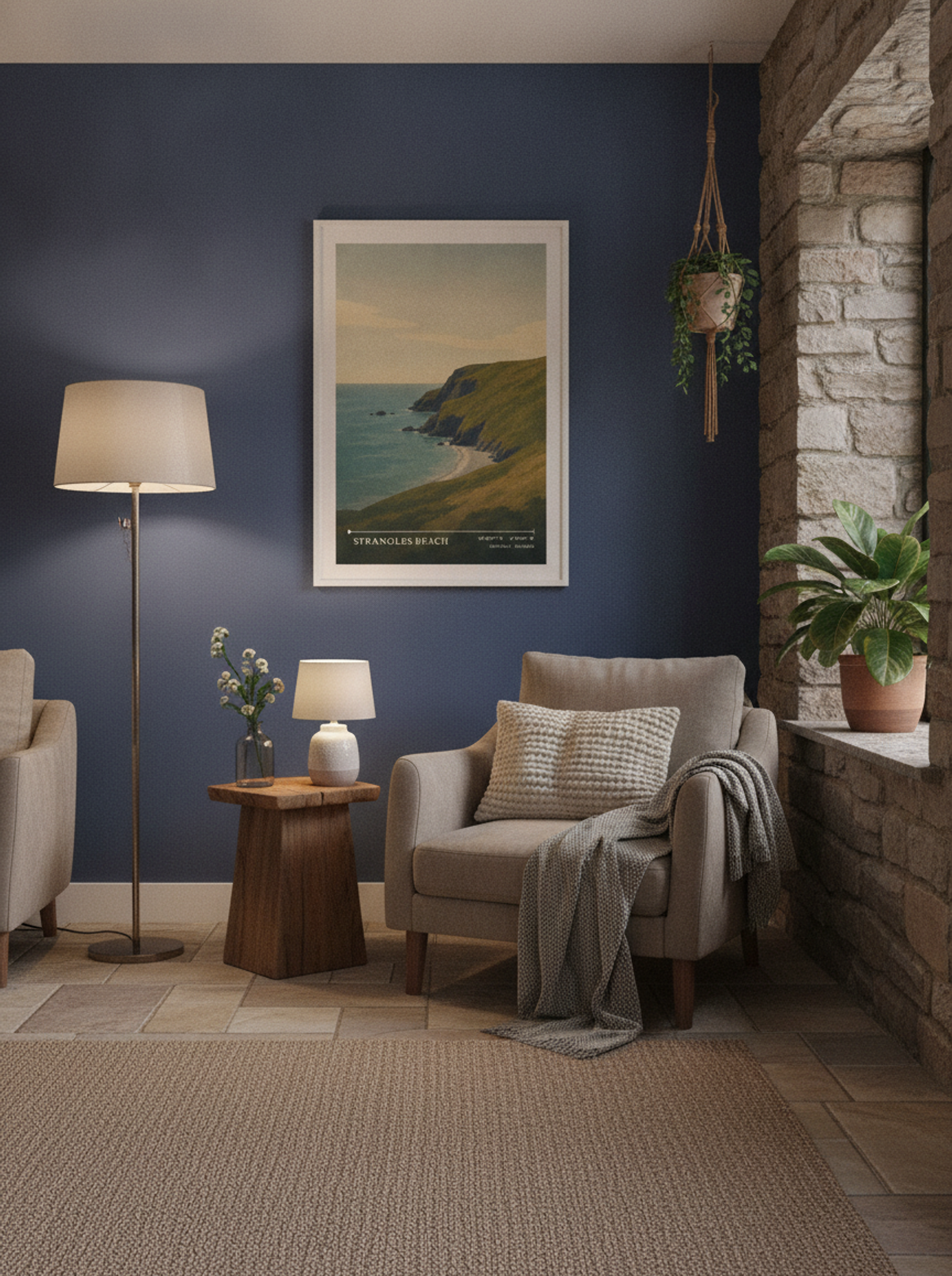 Strangles Beach Cornwall England Travel Poster - Lifestyle