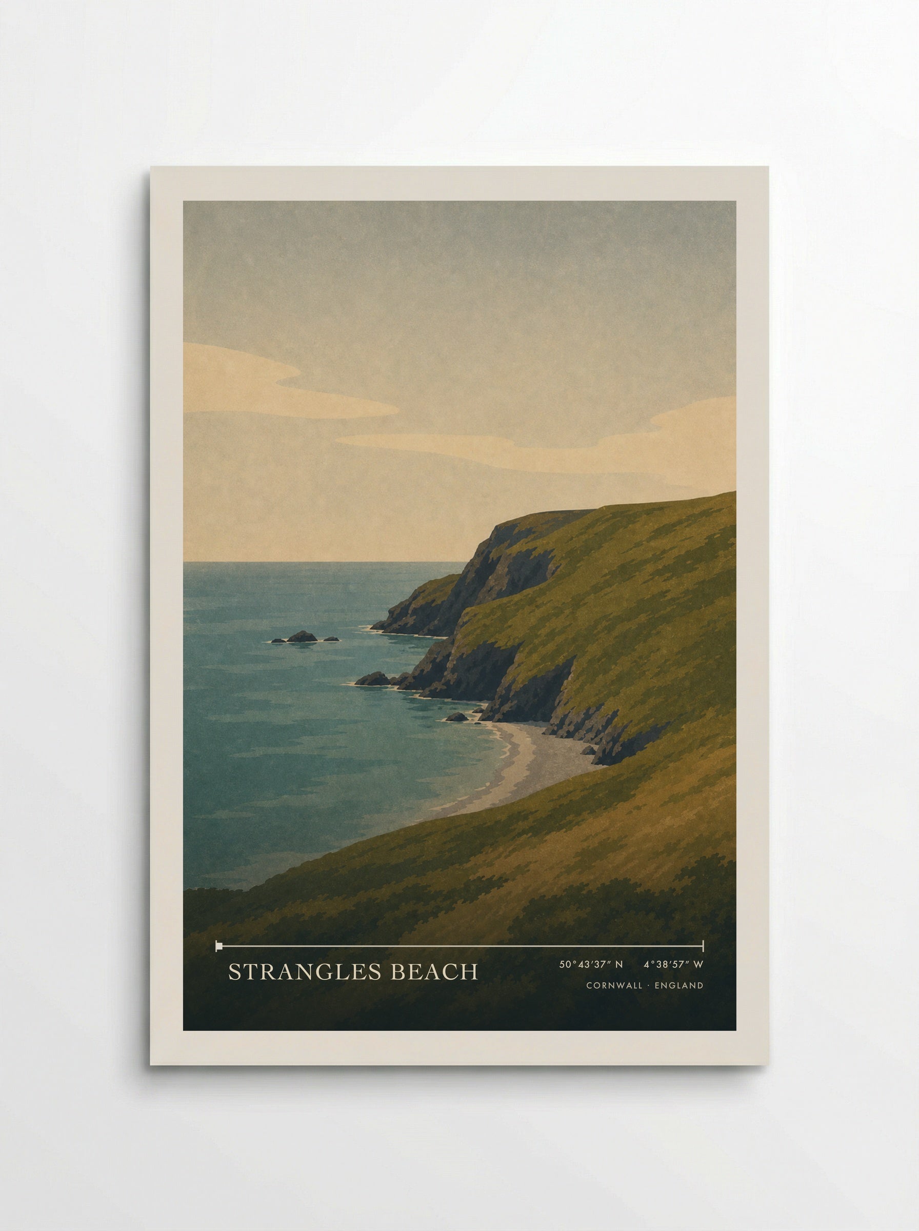 Strangles Beach Cornwall England Travel Poster - Poster