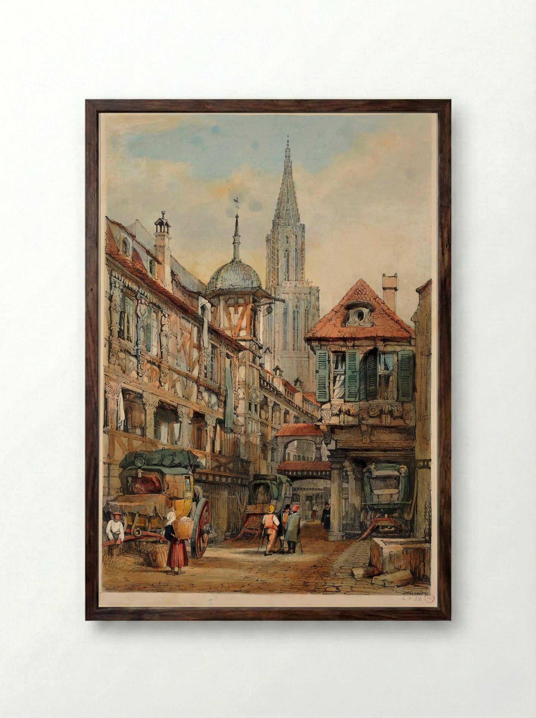 Strasbourg - Samuel Prout - Framed Print Dark Wood