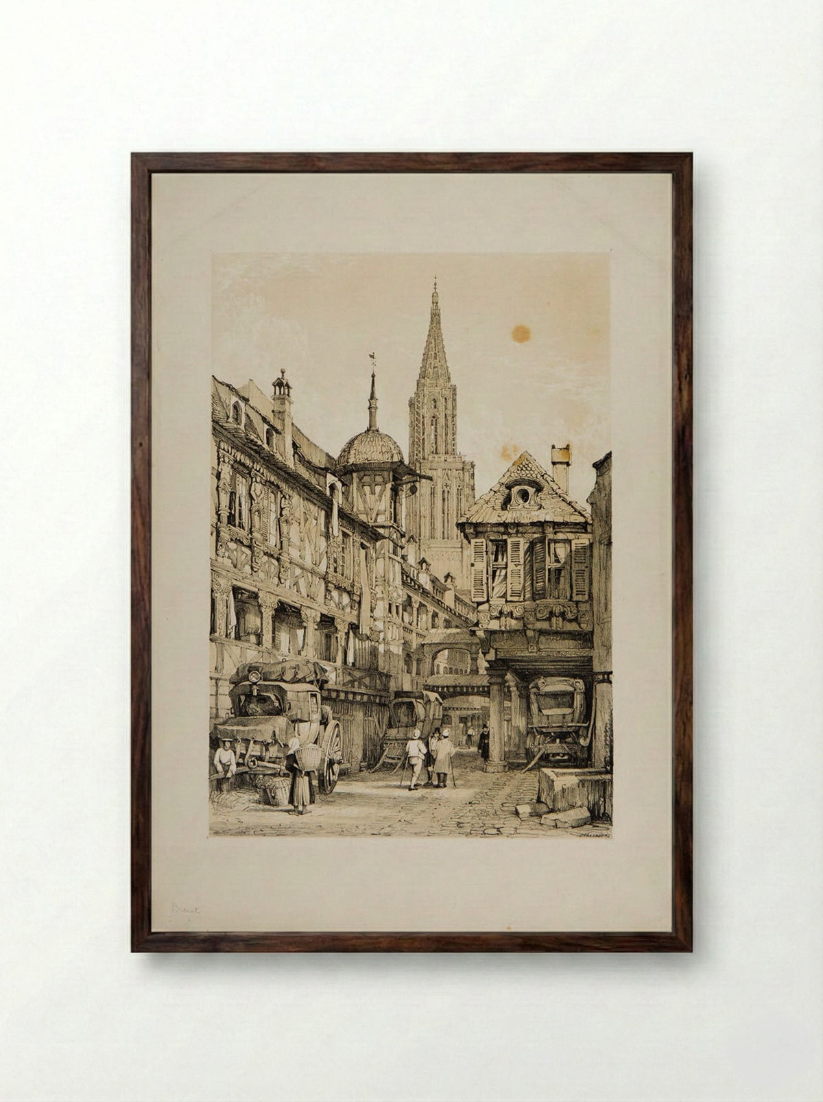 Strassburg - Samuel Prout - Framed Print Dark Wood