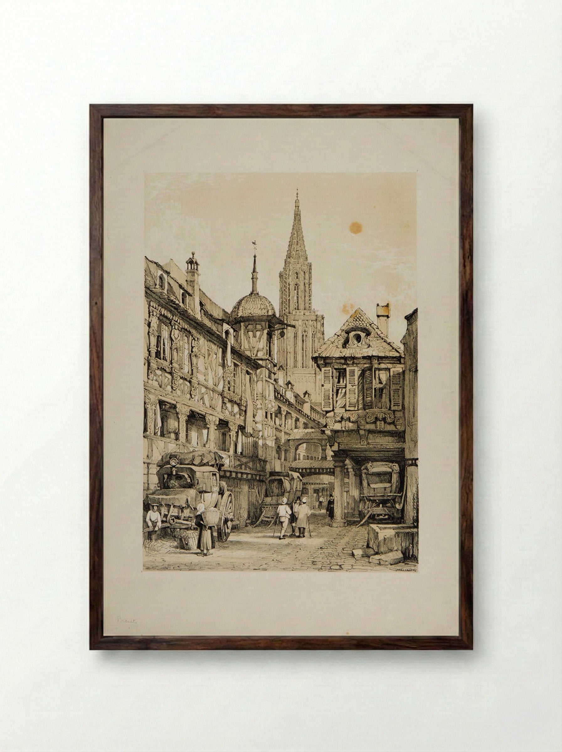 Strassburg - Samuel Prout - Framed Print Dark Wood