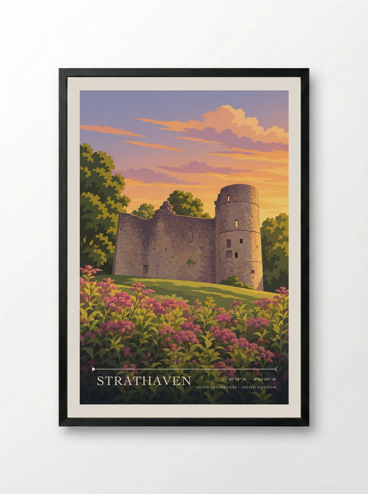 Strathaven, South Lanarkshire | Travel Poster - Framed Print Black