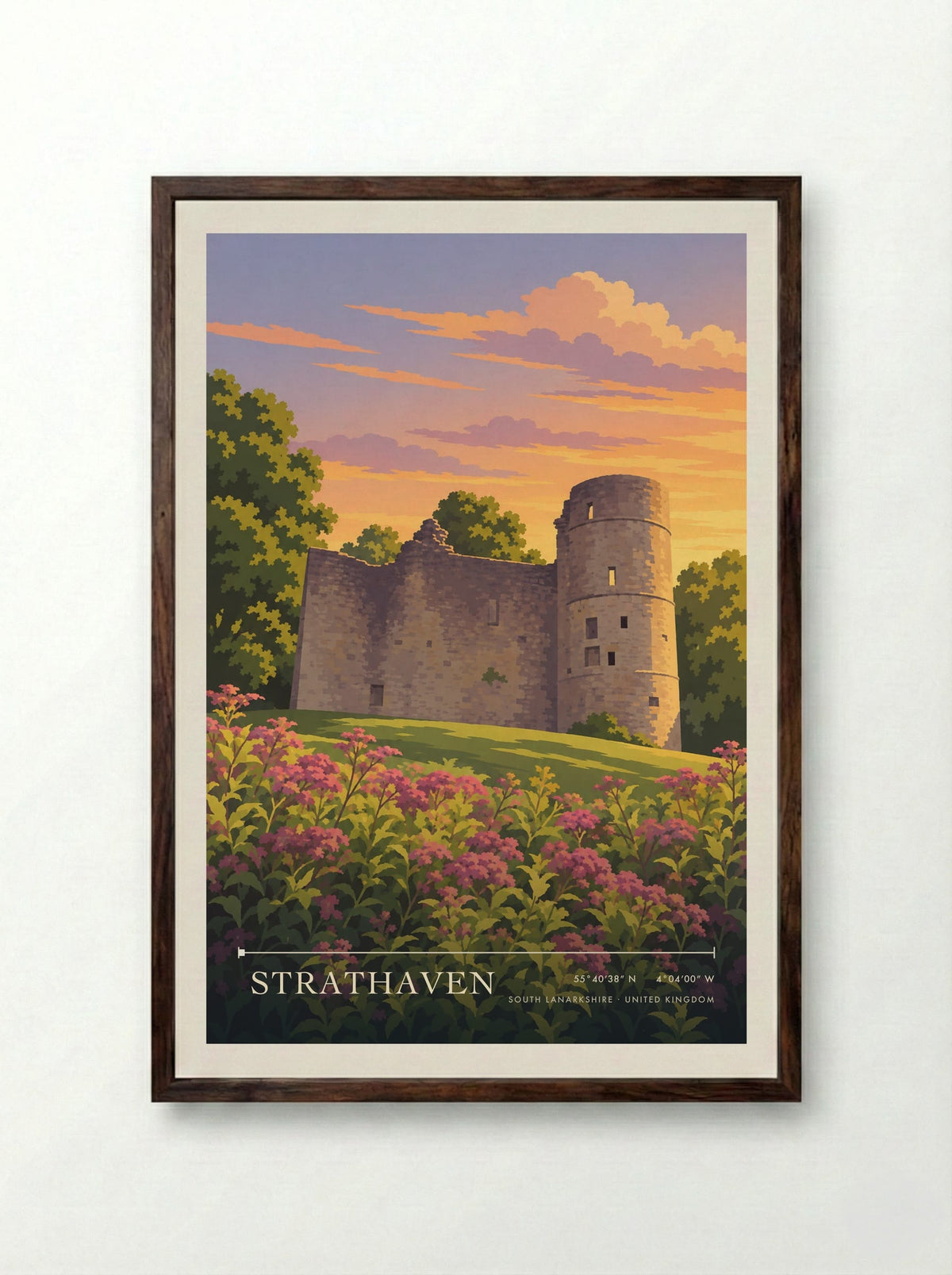 Strathaven, South Lanarkshire | Travel Poster - Framed Print Dark Wood