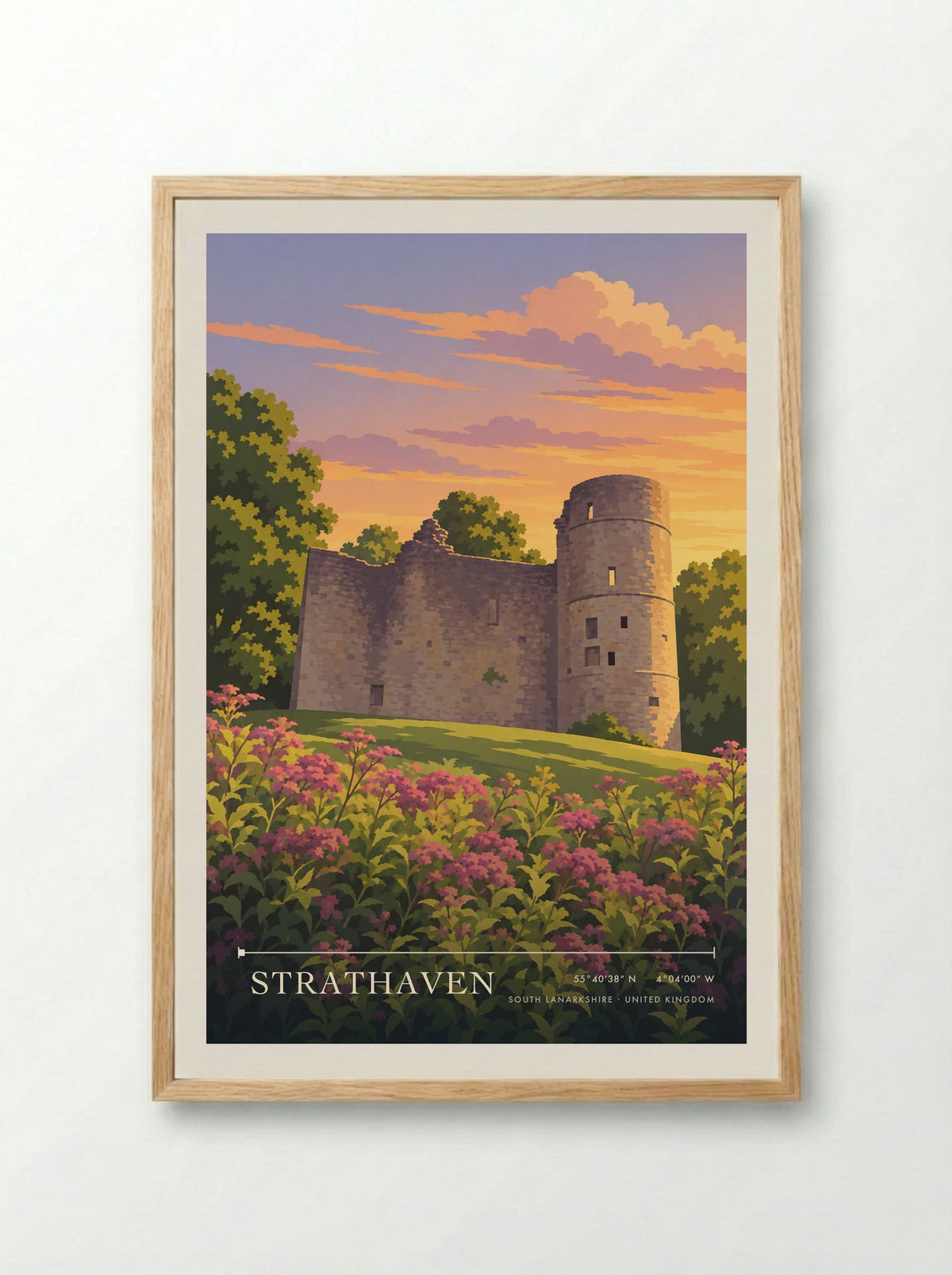 Strathaven, South Lanarkshire | Travel Poster - Framed Print Wood