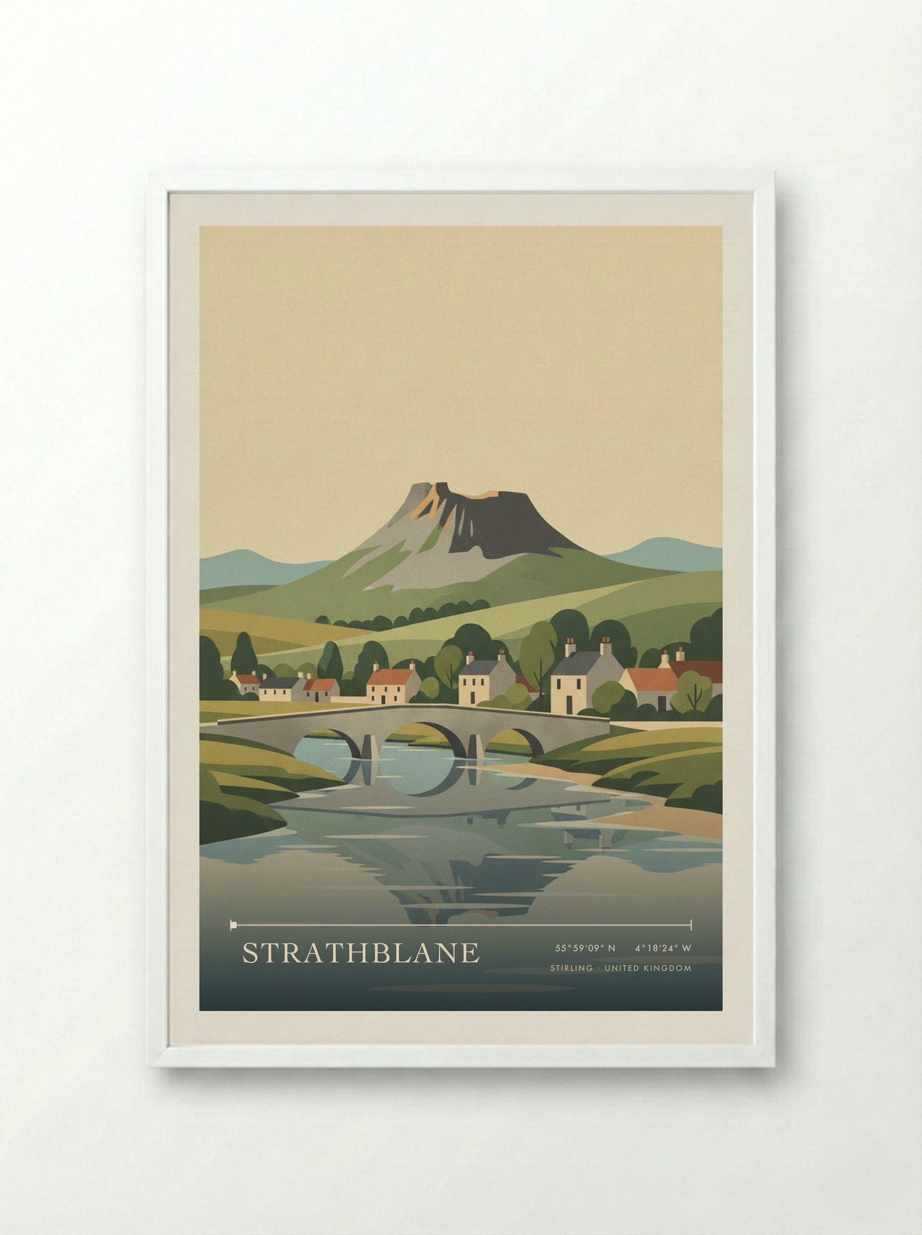 Strathblane Stirling United Kingdom Travel Poster - Framed Print White