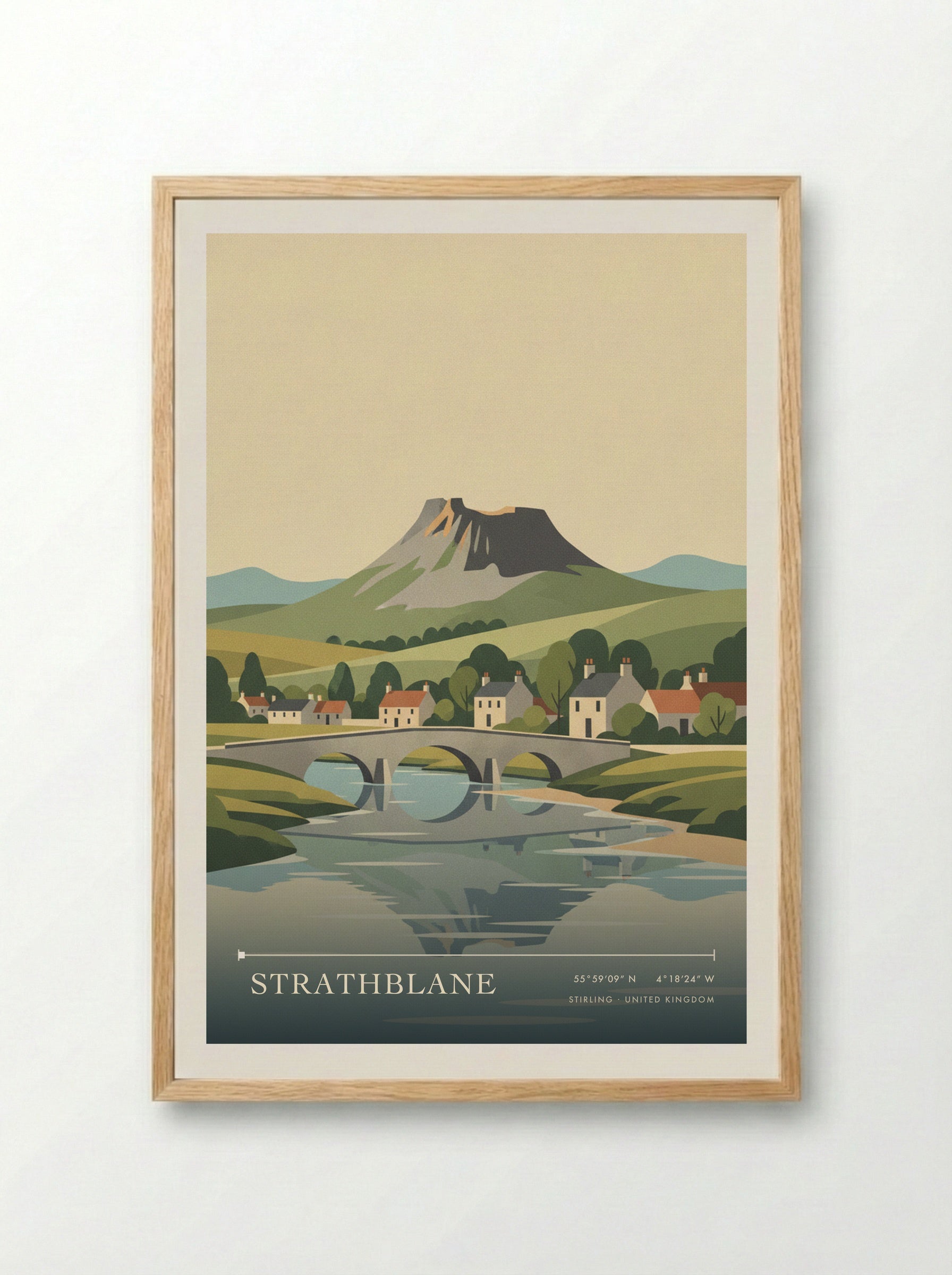 Strathblane Stirling United Kingdom Travel Poster - Framed Print Wood