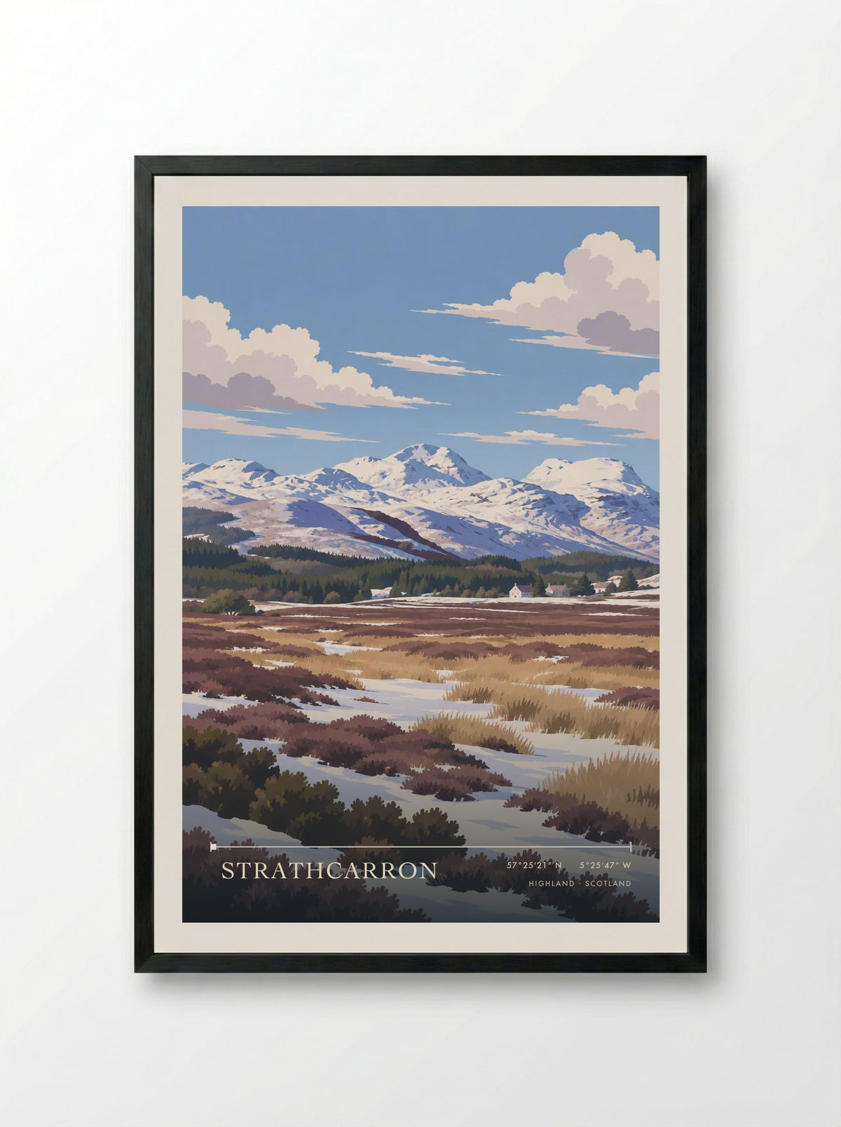 Strathcarron, Highland | Travel Poster - Framed Print Black